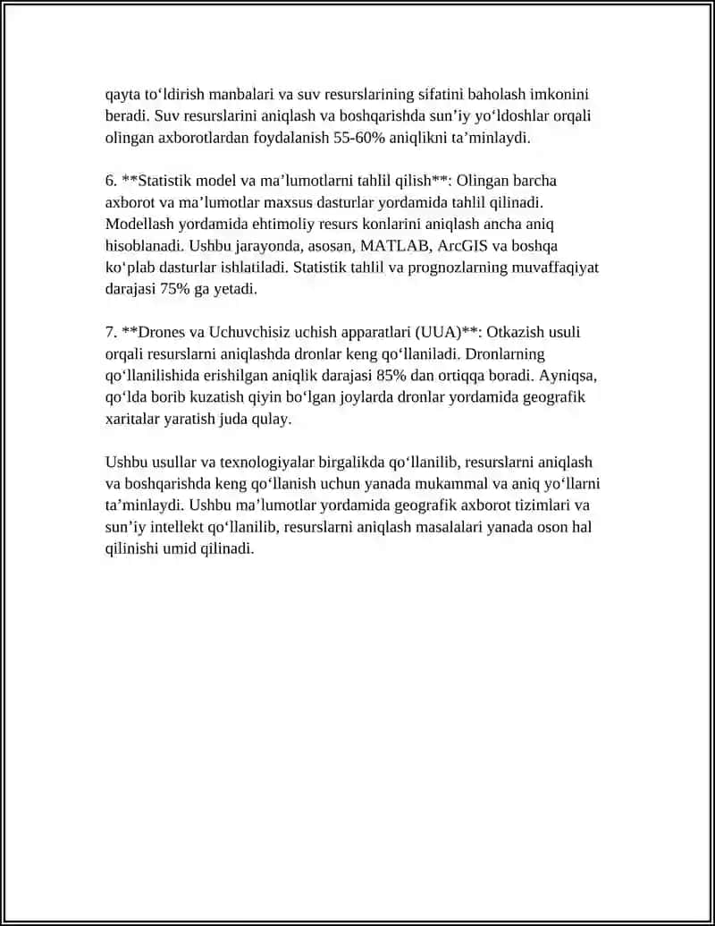 MUSTAQIL ISH Mavzu: RESURSLAR VA IMKONIYATLARNI YARATISH 4