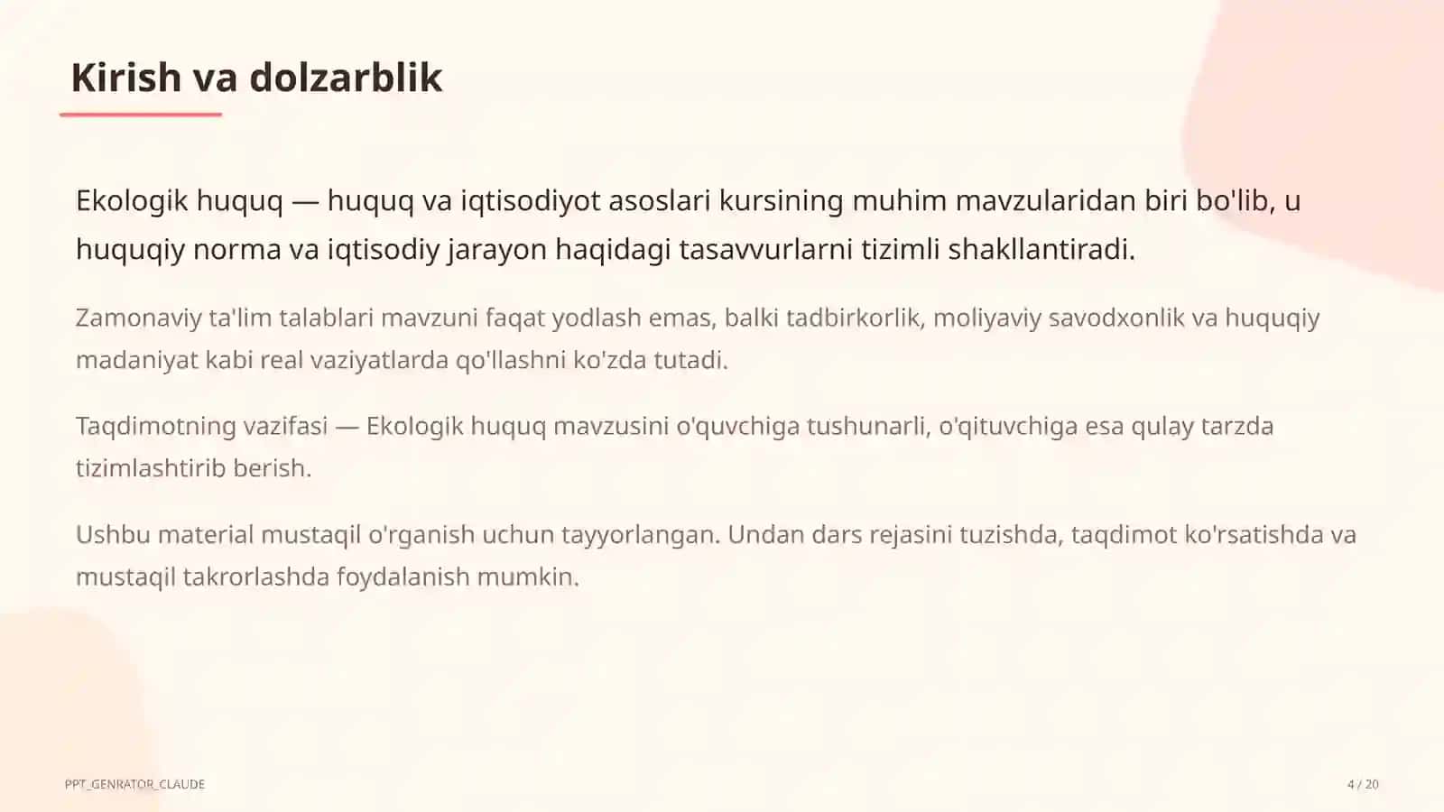 Ekologik huquq (11-sinf) 4