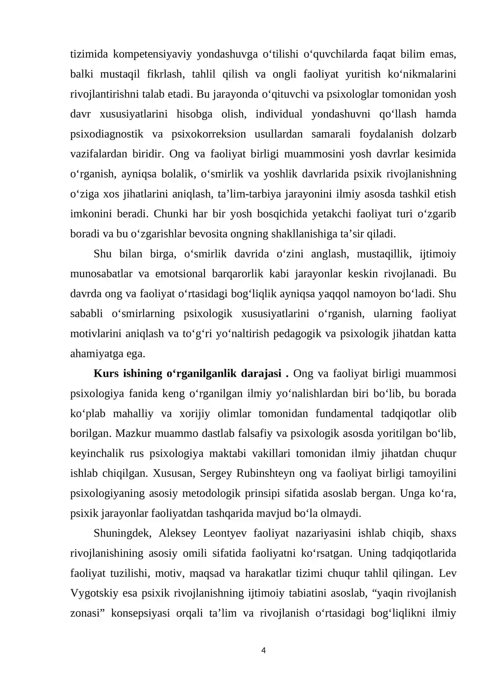 Turli yosh davrlarida ong va faoliyat birligi 4