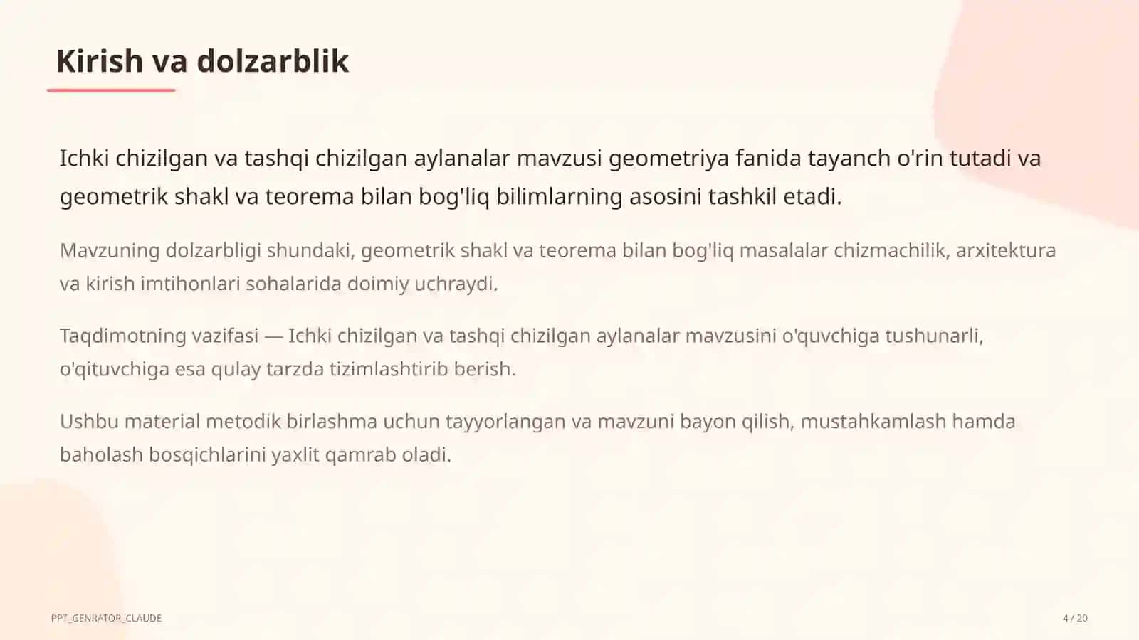 Geometriya (7–11) — metodik birlashma uchun 4