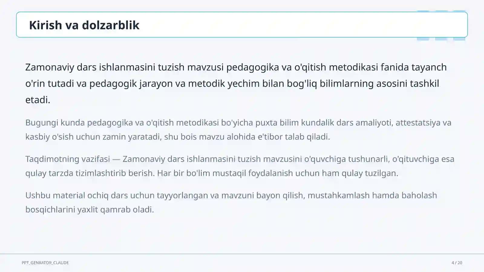 Zamonaviy dars ishlanmasini tuzish 4