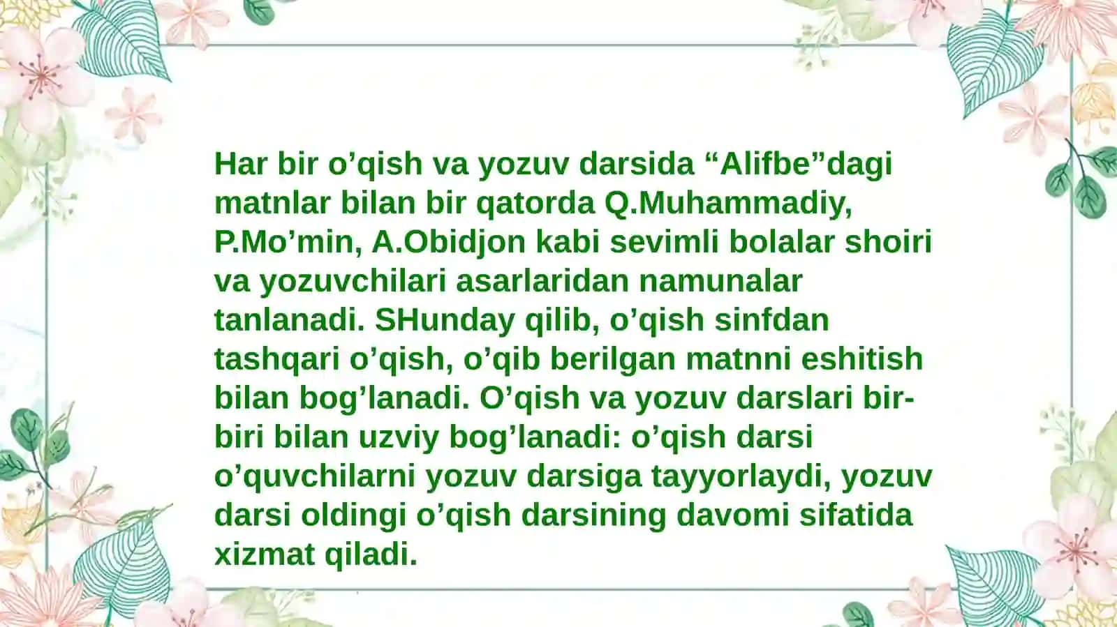 Savod oʻrgatish davrida oʻqish darslari 4