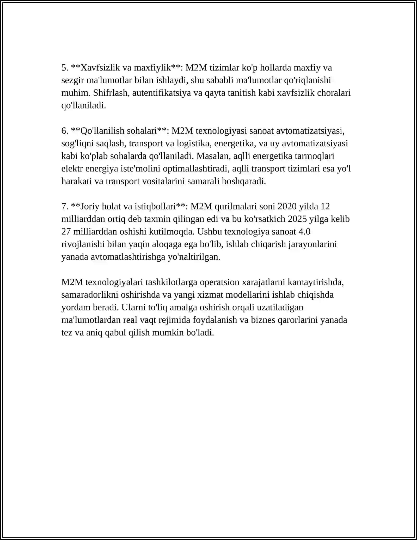 M2M TEXNOLOGIYASI- INTERNET ASHYOLARI ASOSI SIFATIDA 4