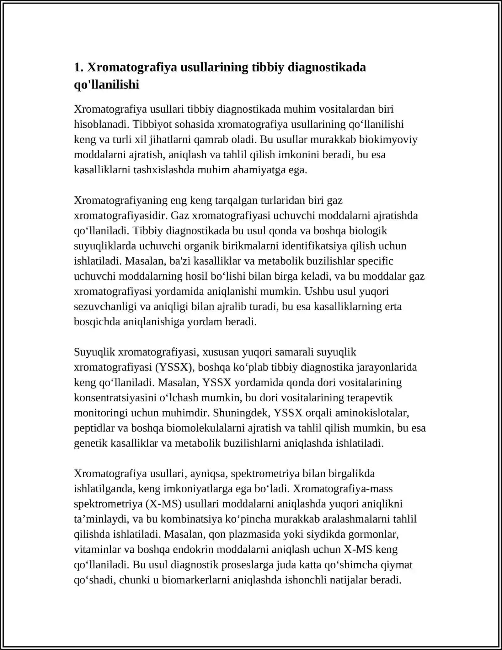 Xramatografiyaning tibbiy izlanishlaridagi imkoniyatlari 4