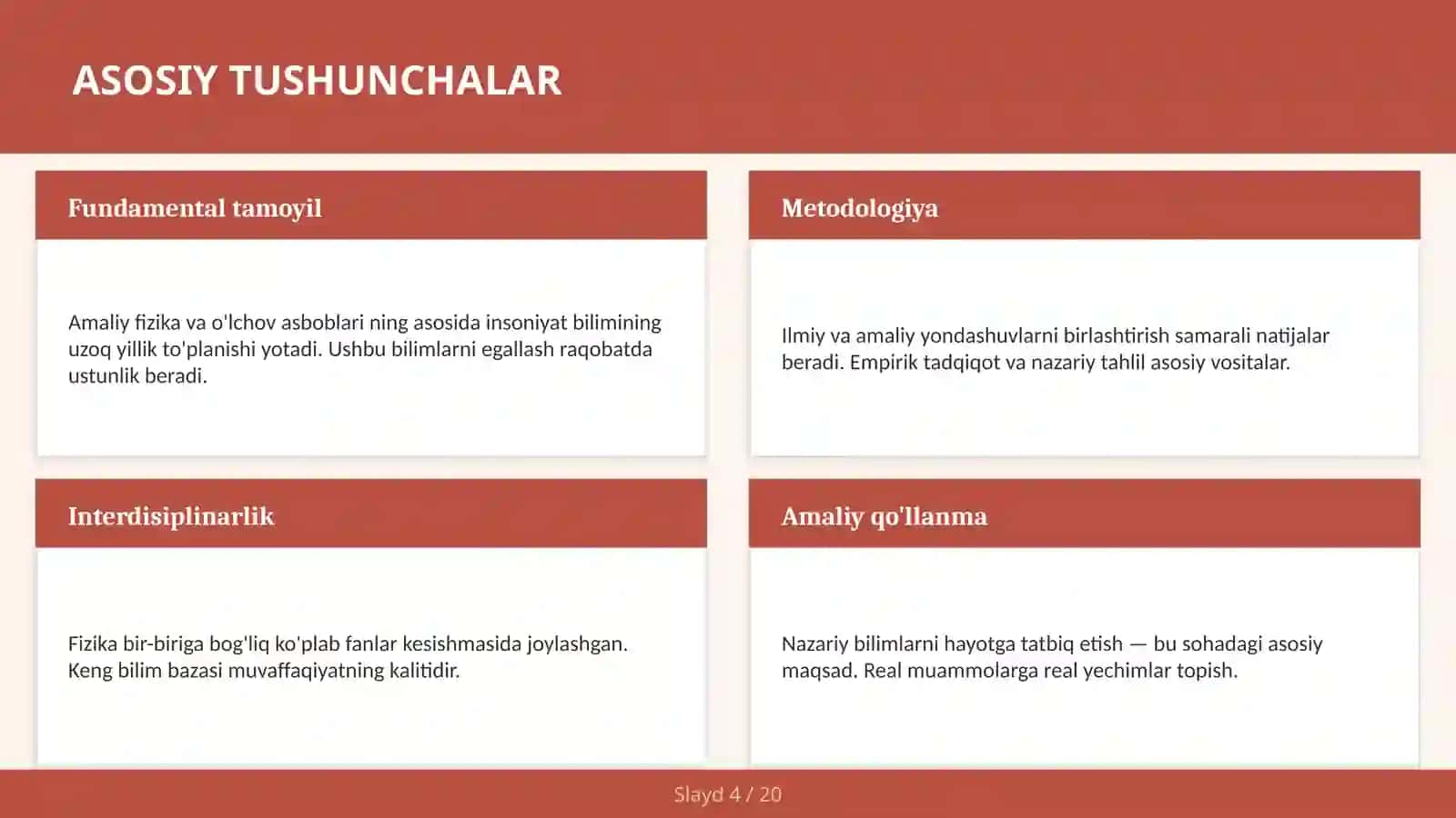 Amaliy fizika va o'lchov asboblari 4
