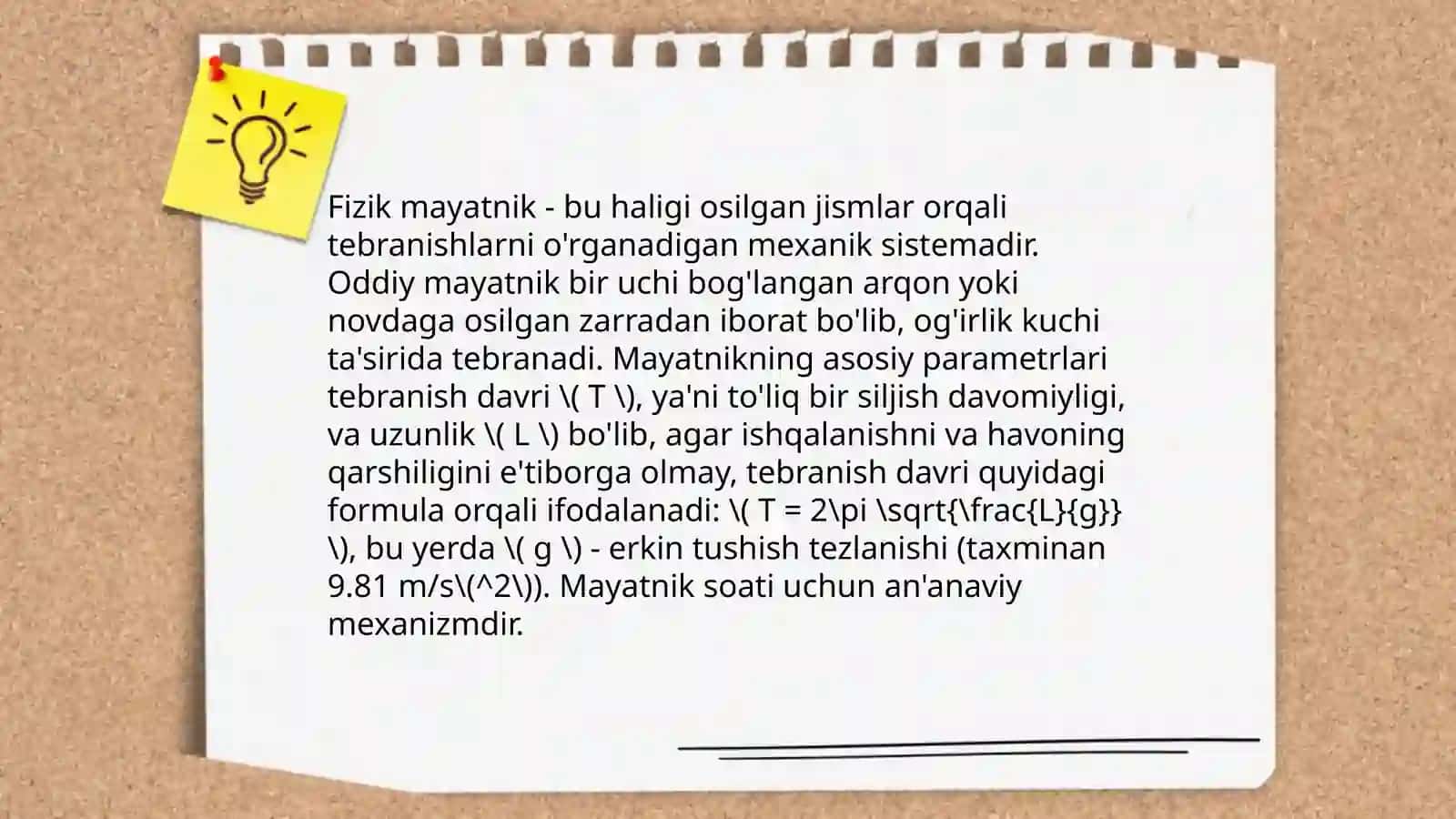 Davr oʻlchagich yordamida fizik mayatnikning inertsiya momentini aniqlash 4