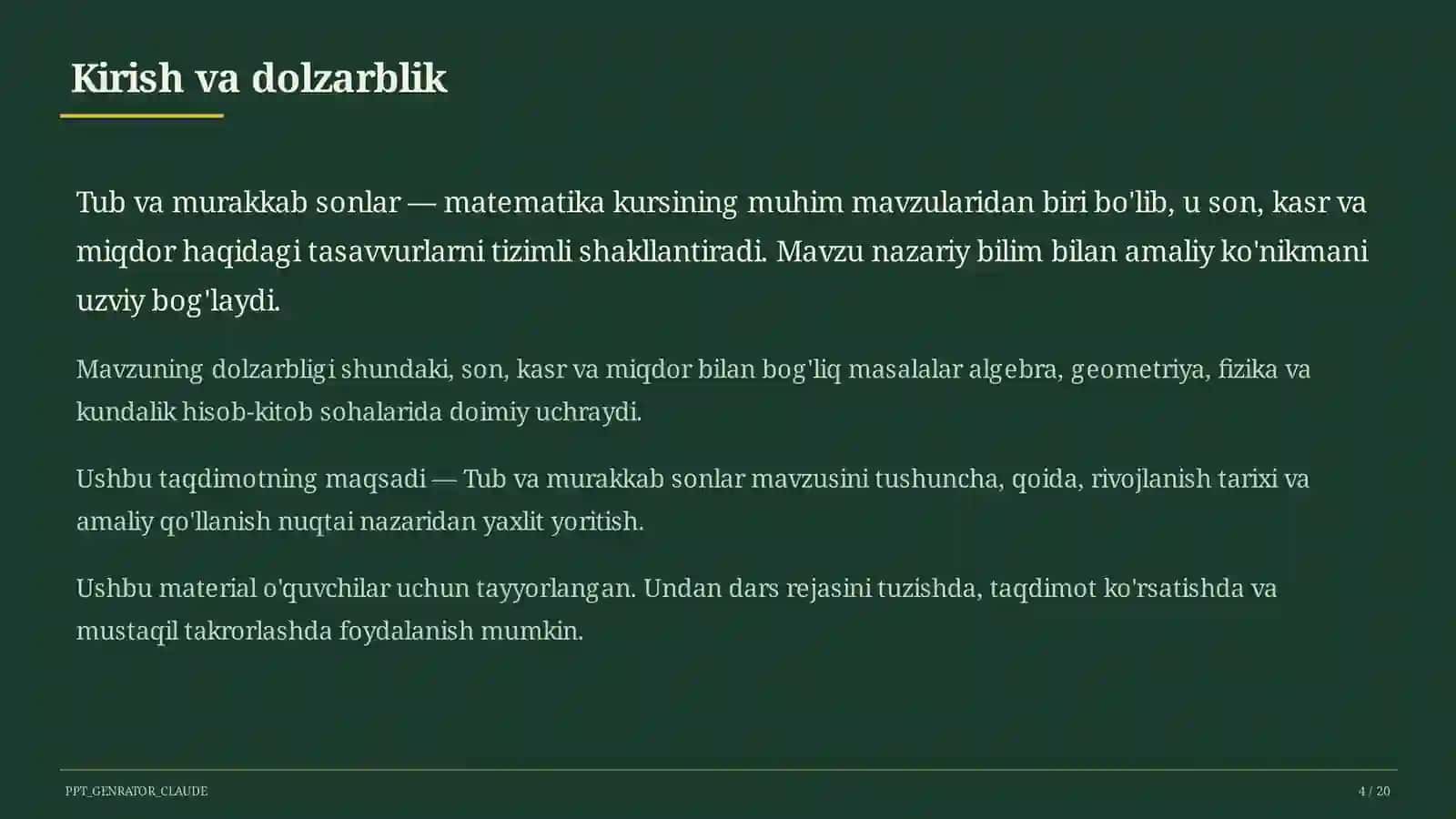 Tub va murakkab sonlar (5-sinf) 4