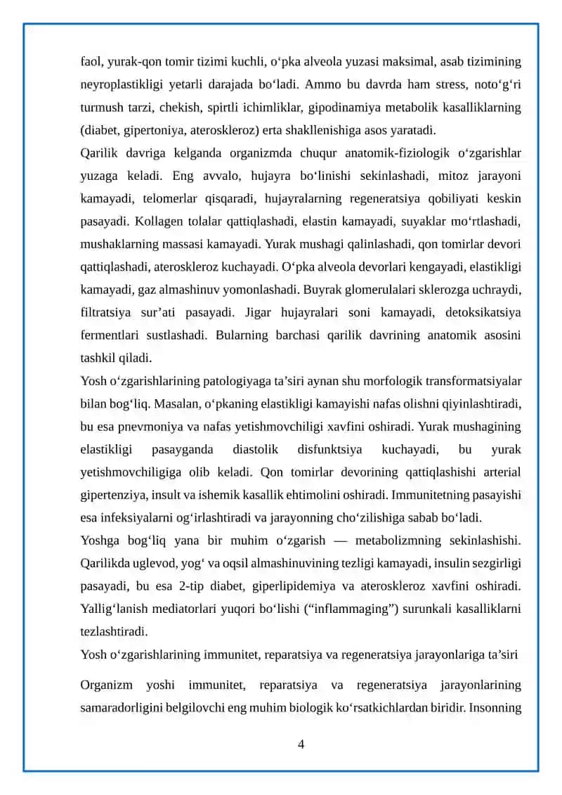 Patologiya rivojlanishida organizm yoshining roli 4
