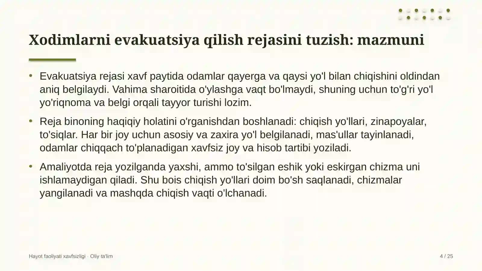 Yoga studiyalarida xodimlarni evakuatsiya qilish rejasini tuzish 4