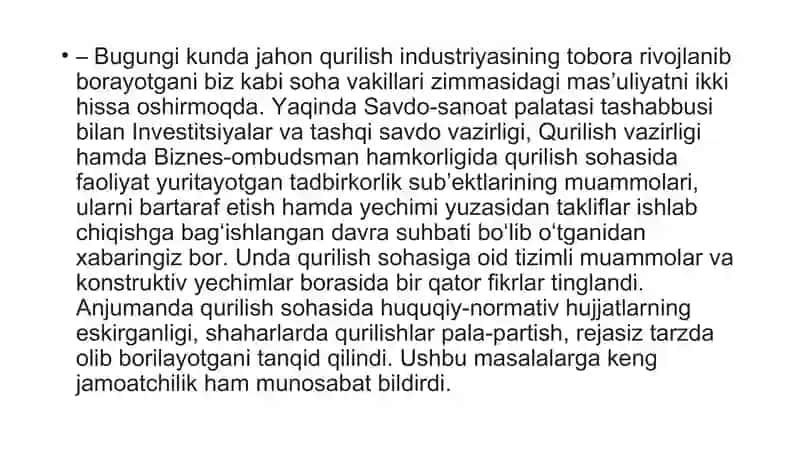 SHAHAR QURILISHI SOHASIDA OLIB BORILAYOTGAN ISLOHOTLAR 4