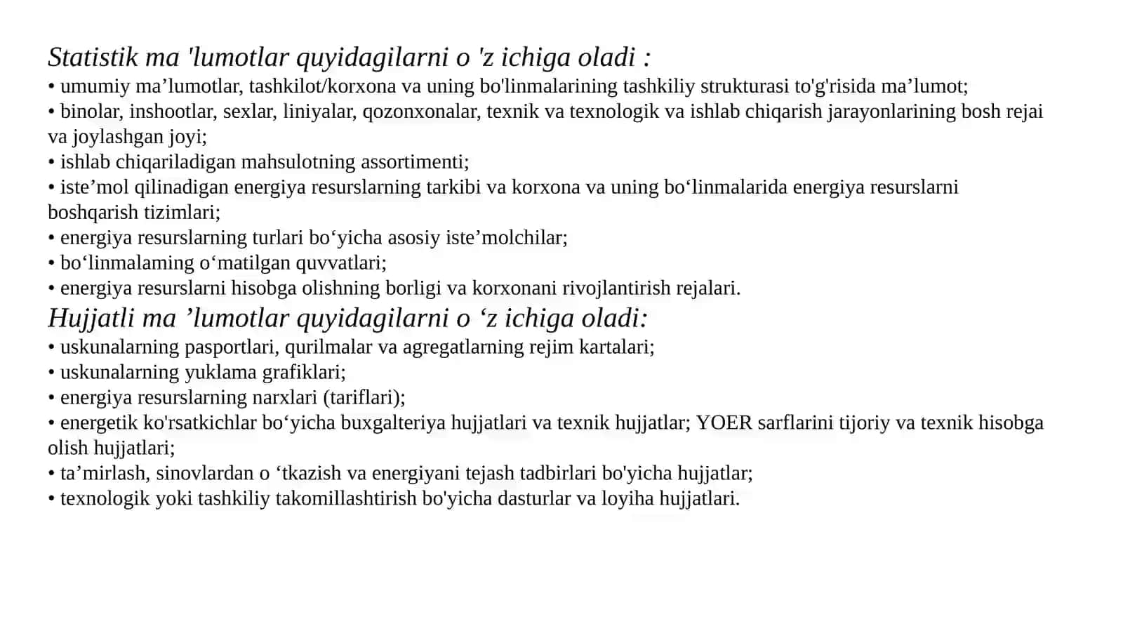 Energetik tekshirishruv o‘tkazishning maqsadlari va Iste’molchilarni metrologik va termografik tekshiruvdan o‘tkazish 4