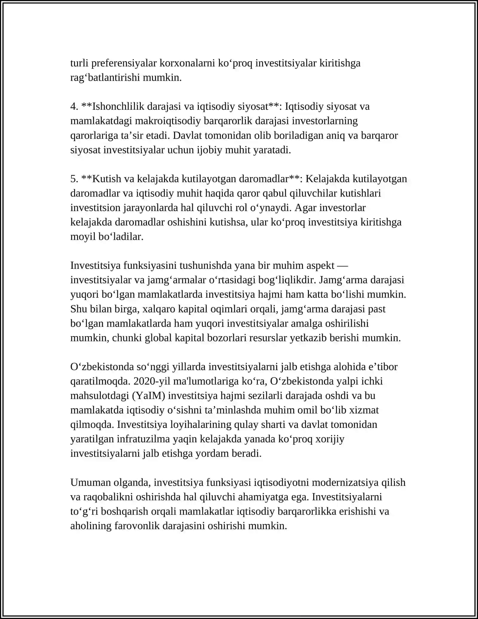 INVESTITSIYA FUNKSIYASI VA OMILLARI 4