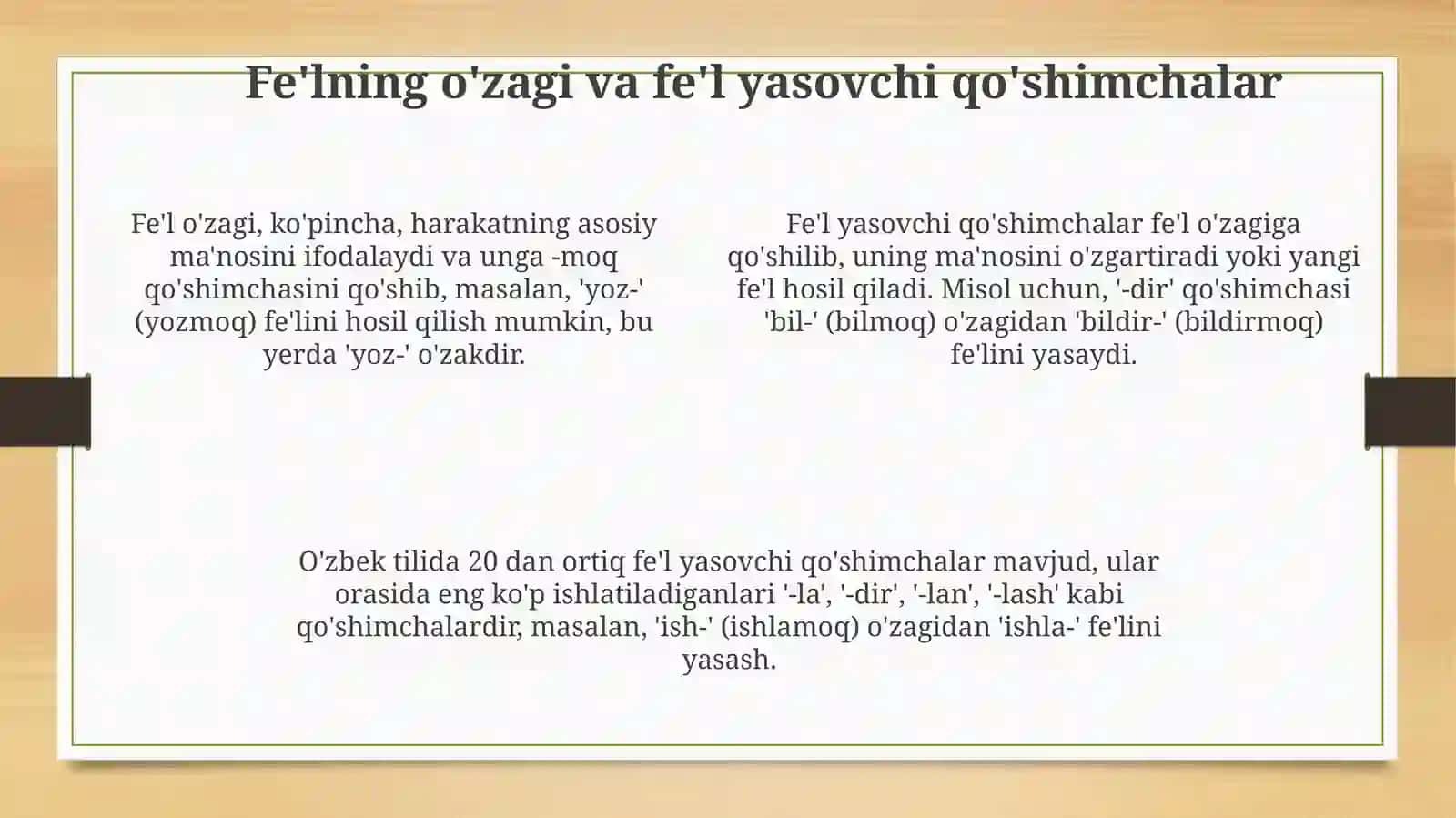 Fe’l yasash: usullari, qoidalari va qo'shimchalari 4