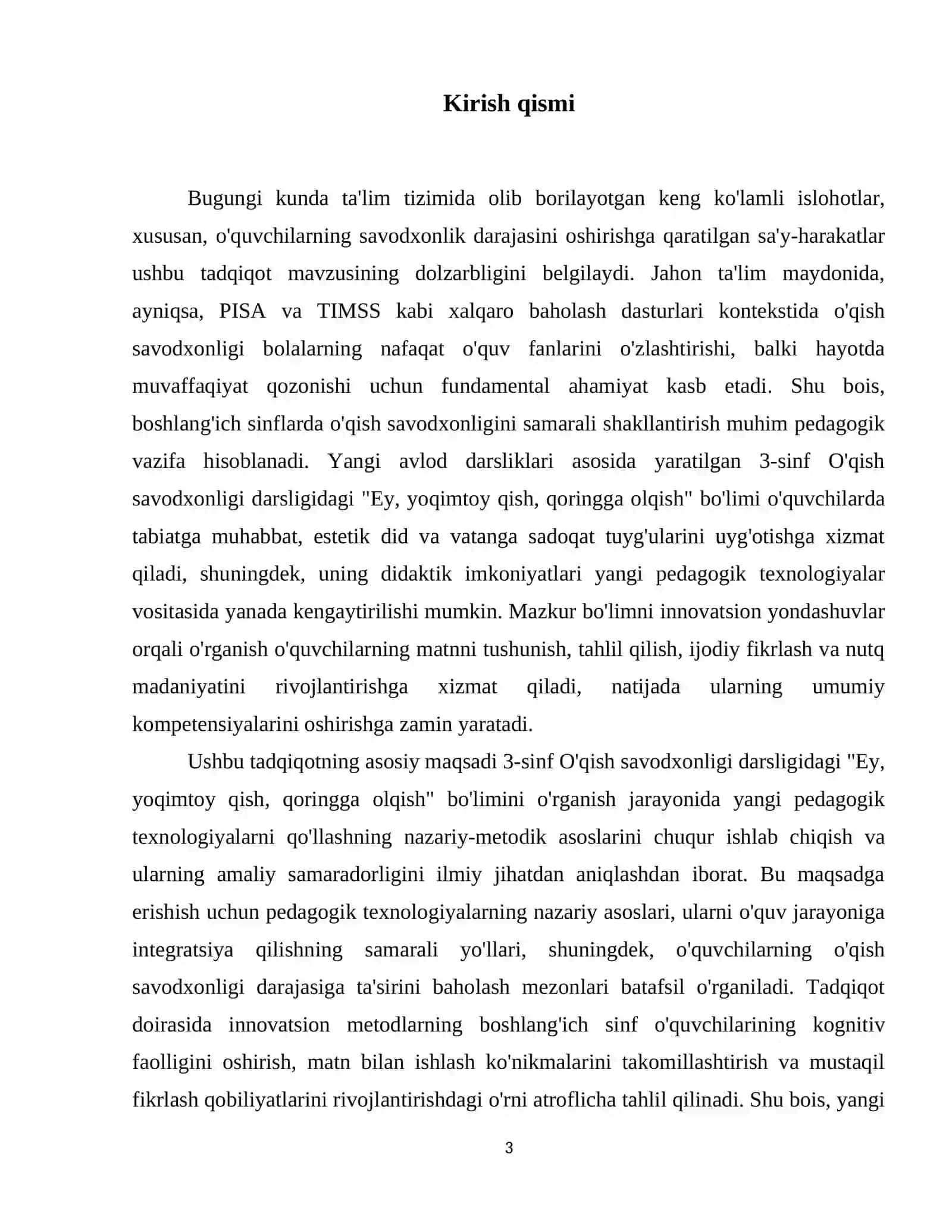 3 sinf O‘qish savodxonligi darsligidagi "Ey,yoqimtoy qish,qoringga olqish" bo‘limini yangi pedagogik texnalogiyalar vositasida o‘rganish 4