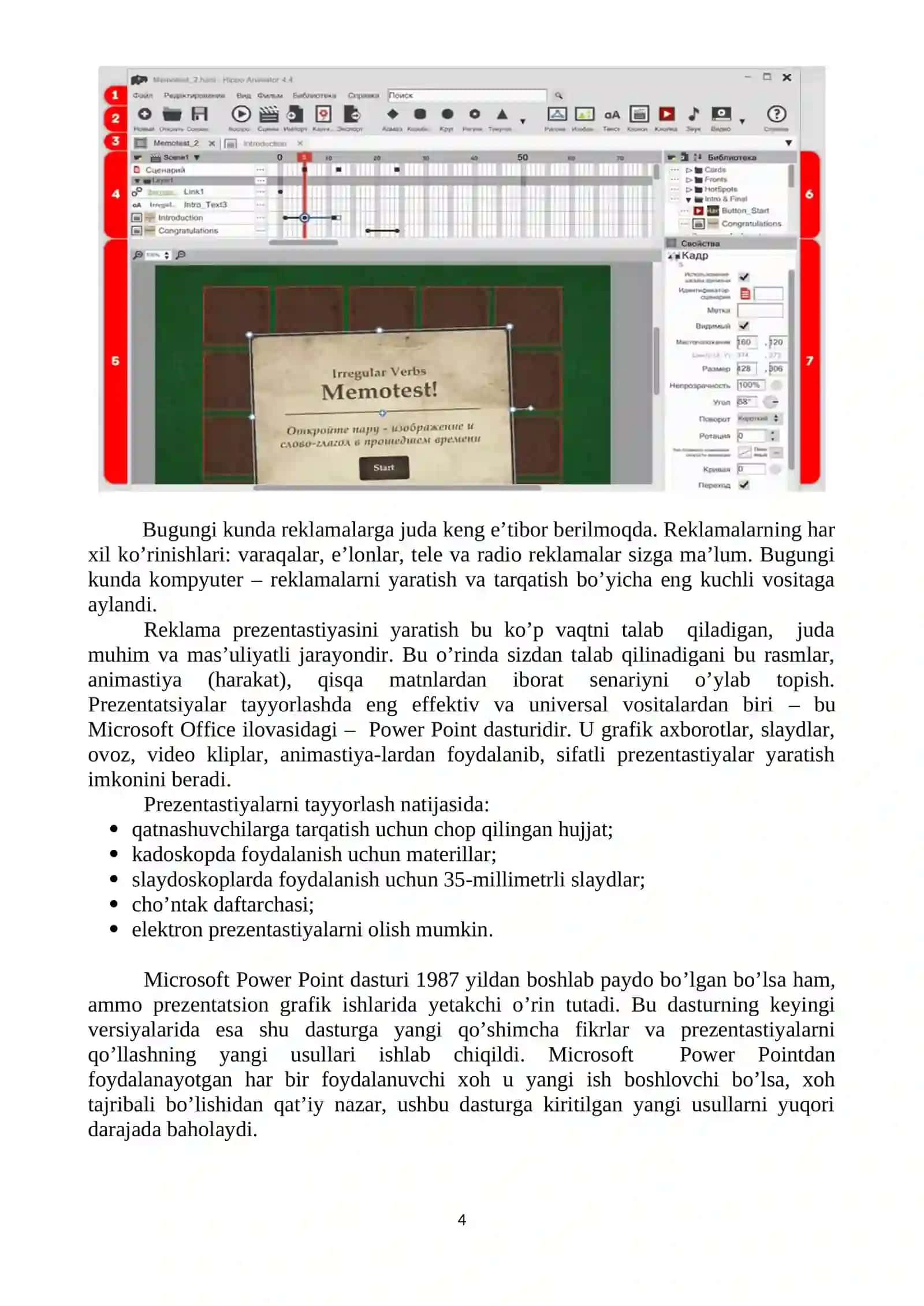 Zamonaviy taqdimot yaratish texnologiyalari bilan ishlash. Sohaga oid taqdimotlar yaratish 4