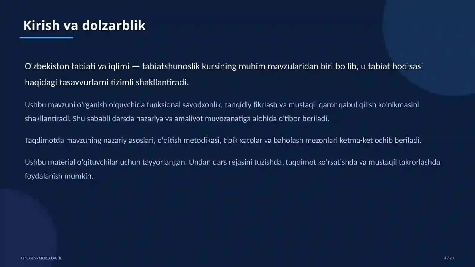 O'zbekiston tabiati va iqlimi (4-sinf) 4