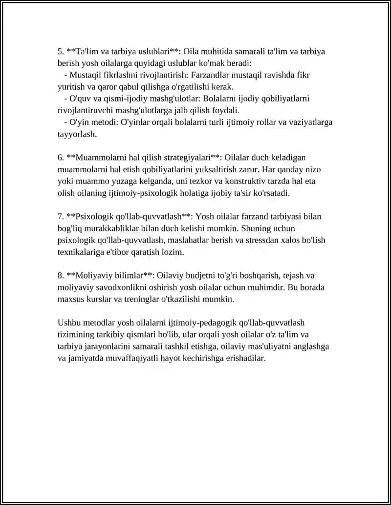 YOSH OILALARNI IJTIMOIY-PEDAGOGIK QO'LLAB-QUVVATLASH 4