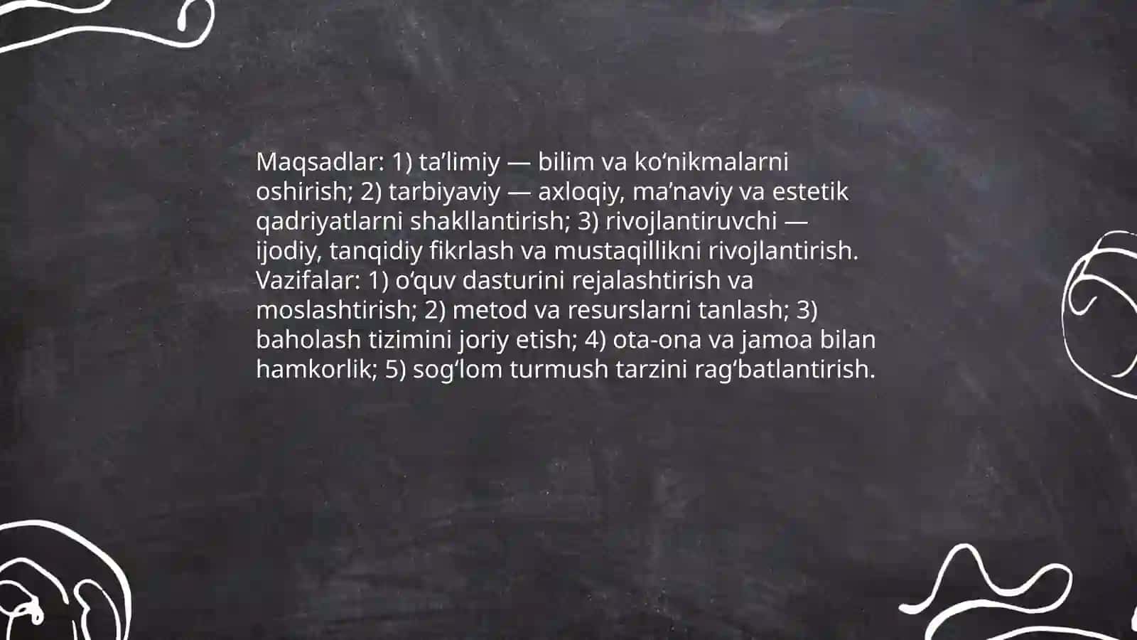 Mo‘ljallangan o‘quv-tarbiya ishlari vazifasi va mazmunini kompleks o‘rganish 4