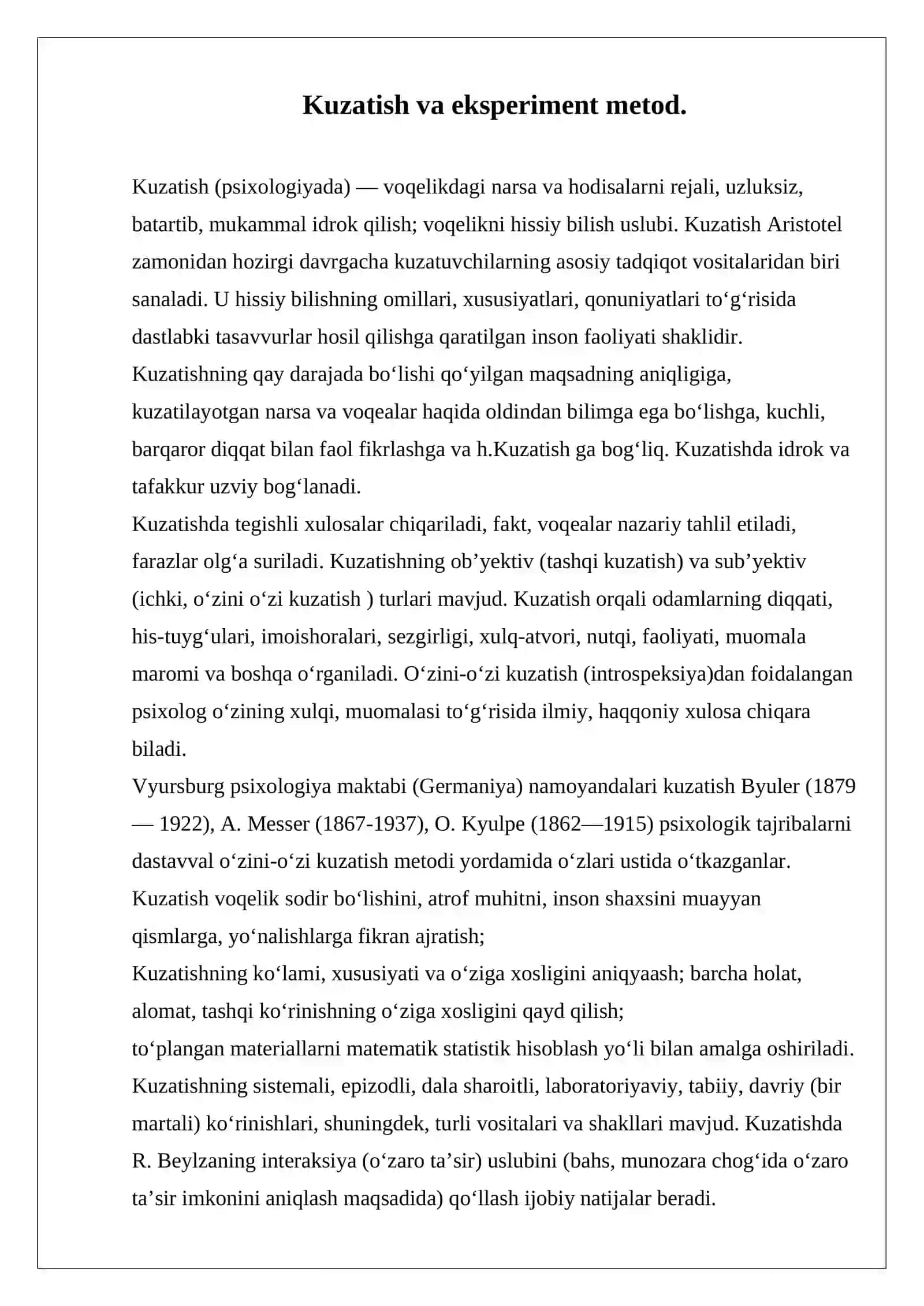 Kuzatish va eksperiment metodlar. 4