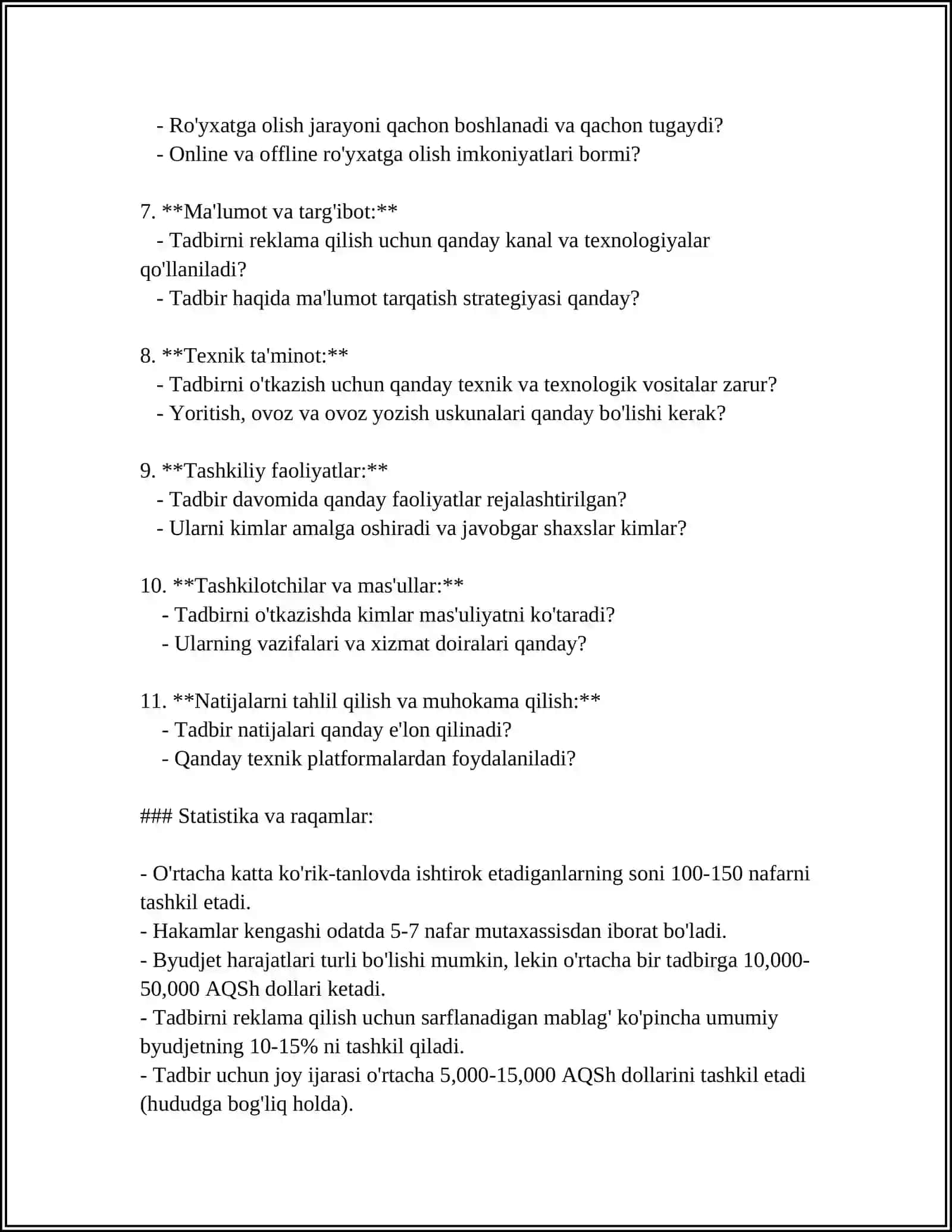 MUSTAQIL ISH Mavzu: KO'RIK TANLOV O'TKAZISH METODIKASI 4
