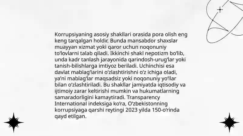 Korrupsiyaning mohiyati. Oqibatlari va unga qarshi kurash mexanizmi 4