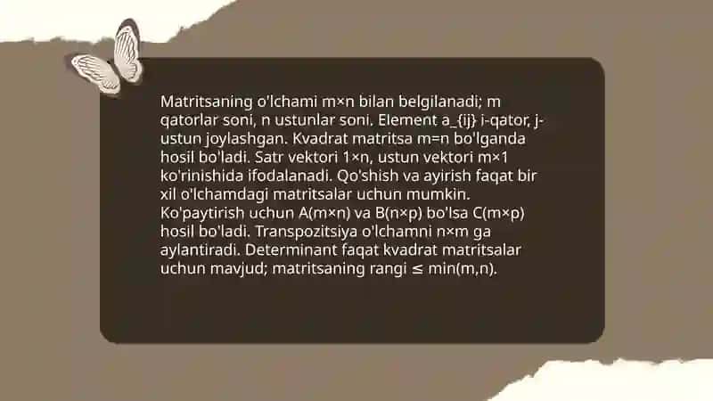 Matritsa tushunchasi, Matritsa va uning ustida amallar 4