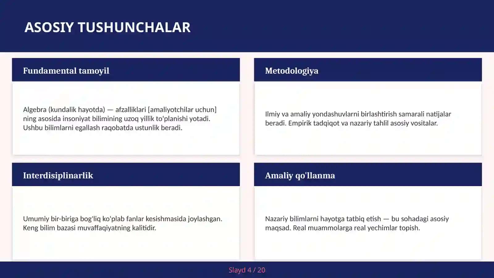 Algebra (kundalik hayotda) — afzalliklari [amaliyotchilar uchun] 4