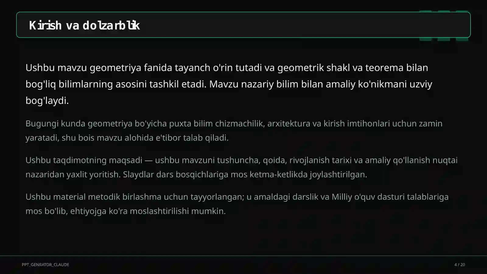 Geometriya (7-11) metodik birlashma 4