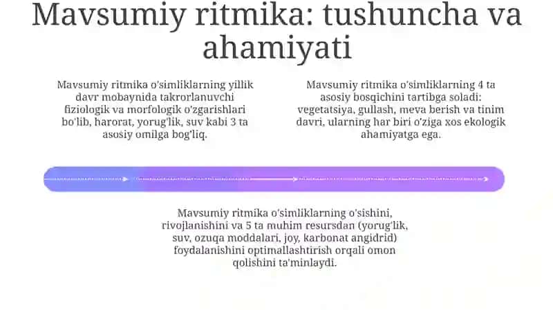 O'simliklarning individual rivojlanishi (ontogenez) va mavsumiy ritmika 4
