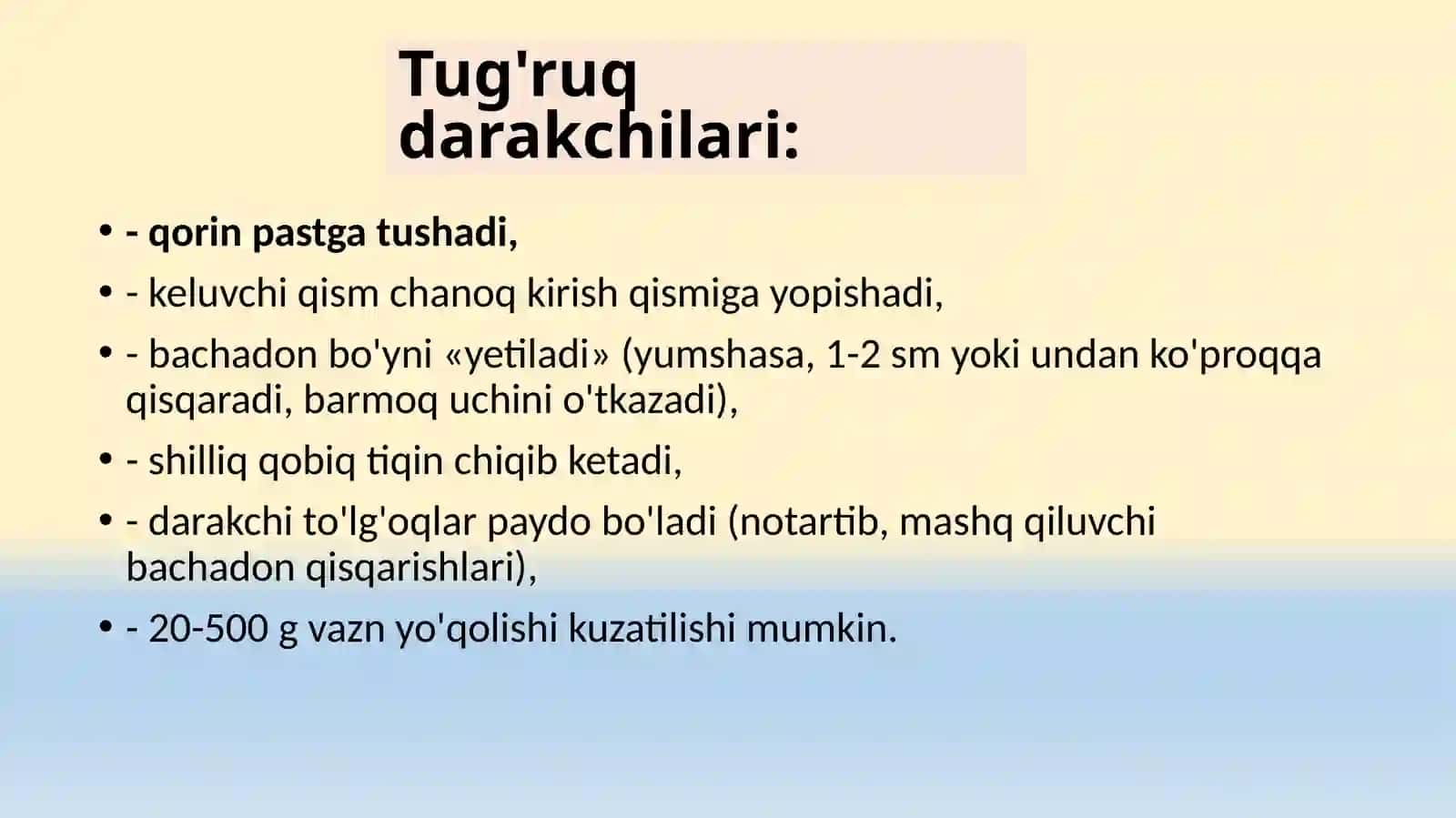Fiziologik tug'ruqni boshqarish va yordam ko'rsatish (1-qism) 4