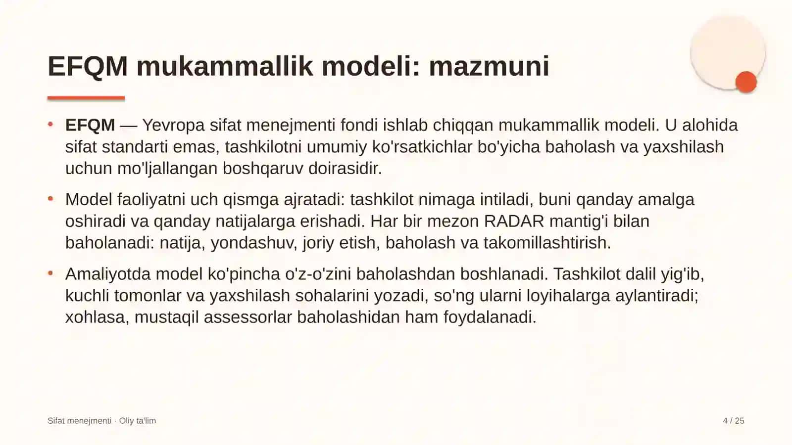 Chegara qo'shinlarida EFQM mukammallik modelini qo'llash 4