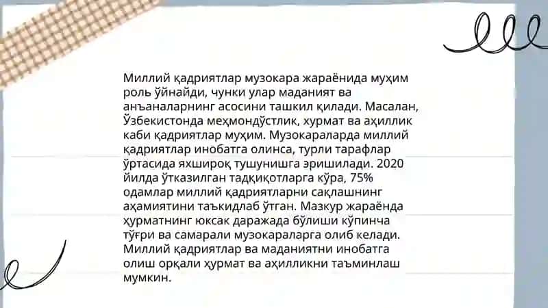 Маданият ва музокара стратегиялари: Варқланма 4