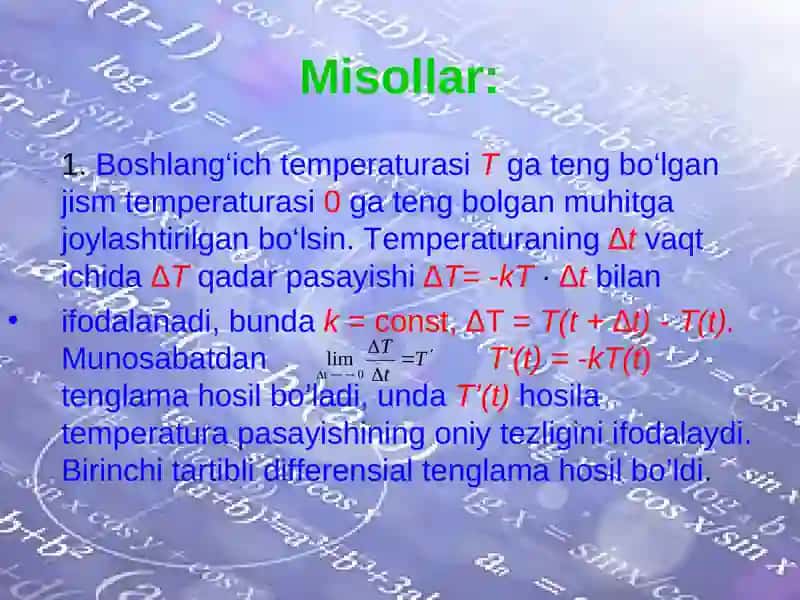 BIRINCHI TARTIBLI VA IKKINCHI TARTIBLI DEFRENSIAL TENGLAMALAR 4