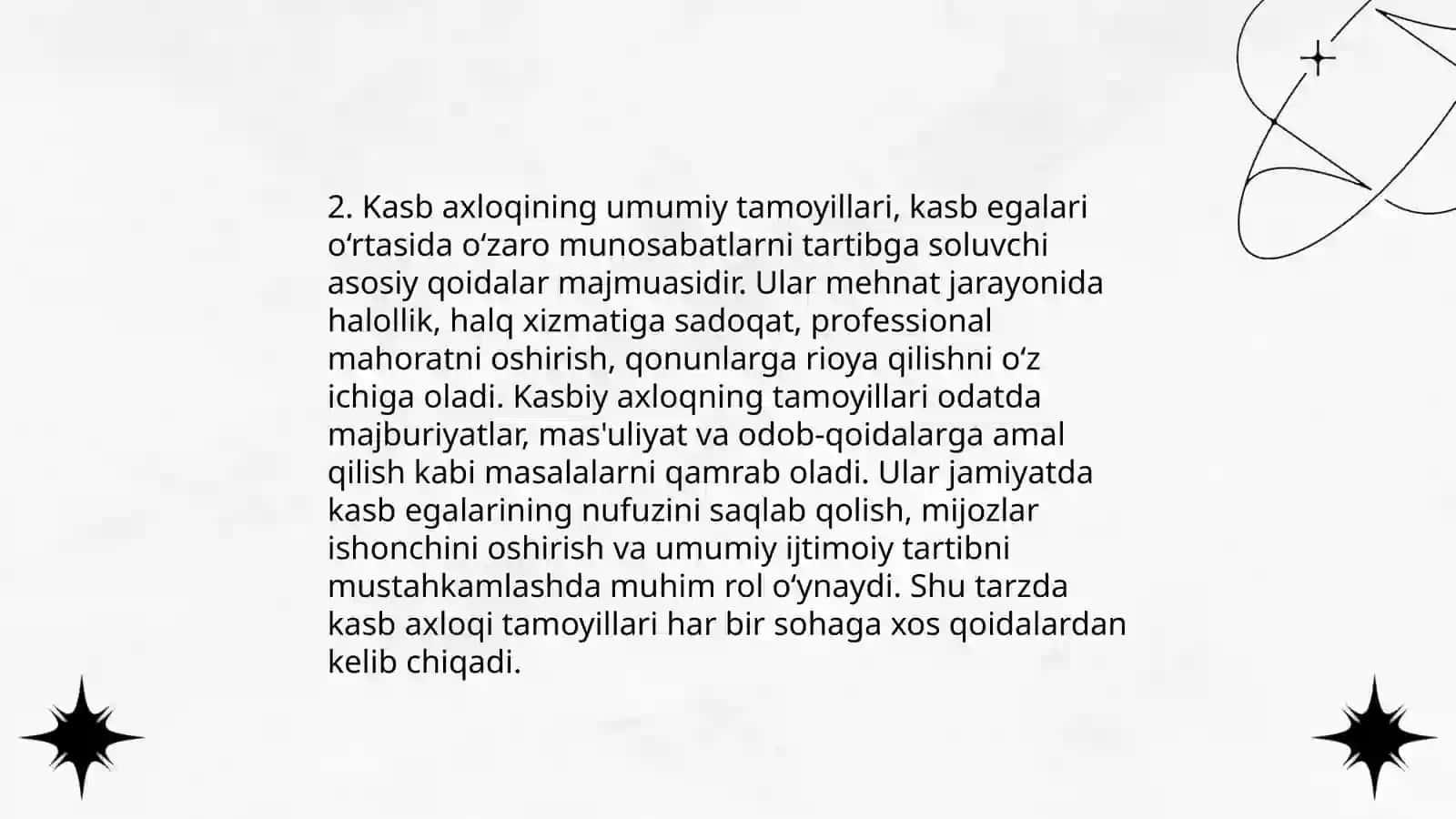 Kasb axloqi tushunchasi. Umumiy va xususiy jihatlar 4
