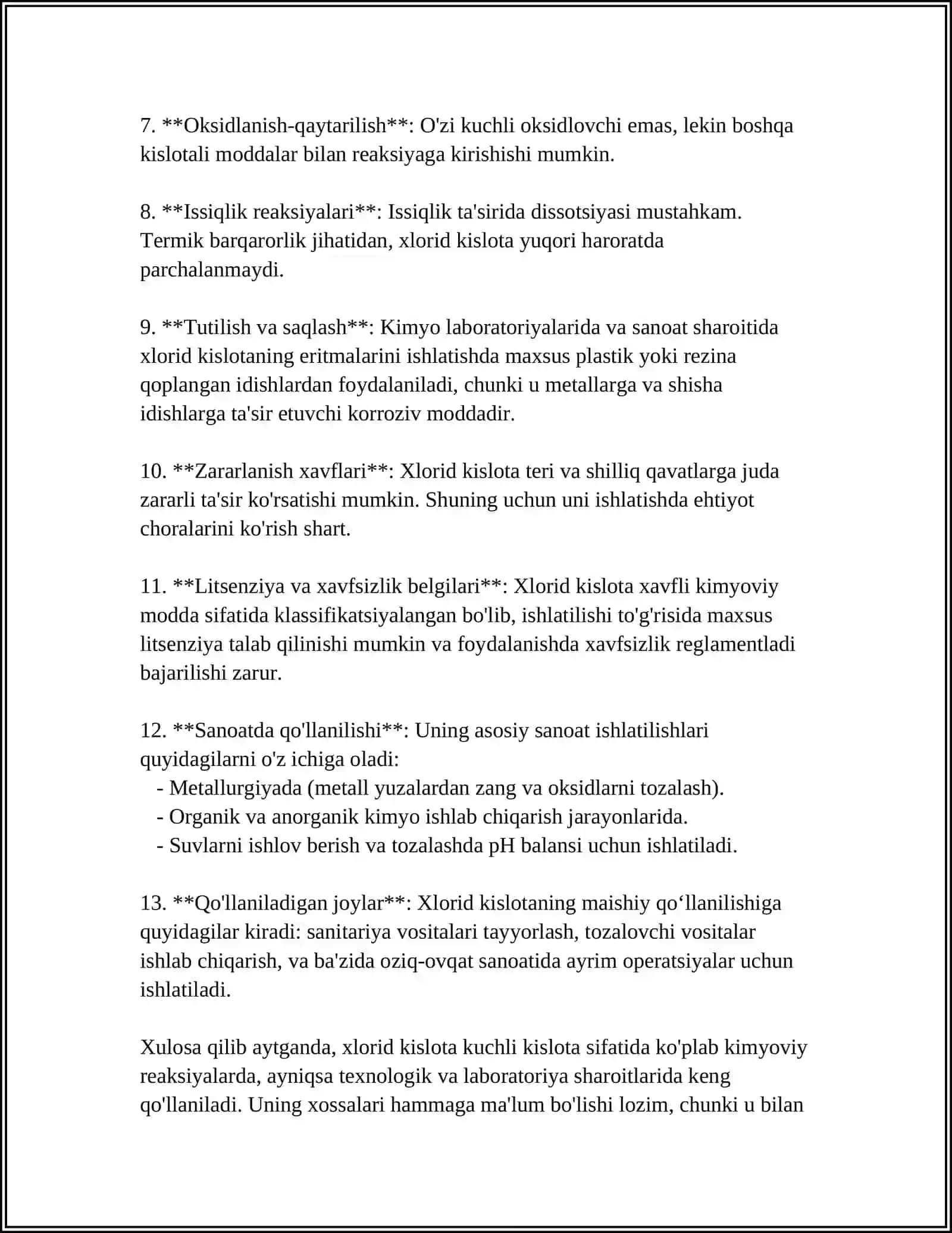 XLORID KISLOTA SANOATDA ISHLATILISHI 4