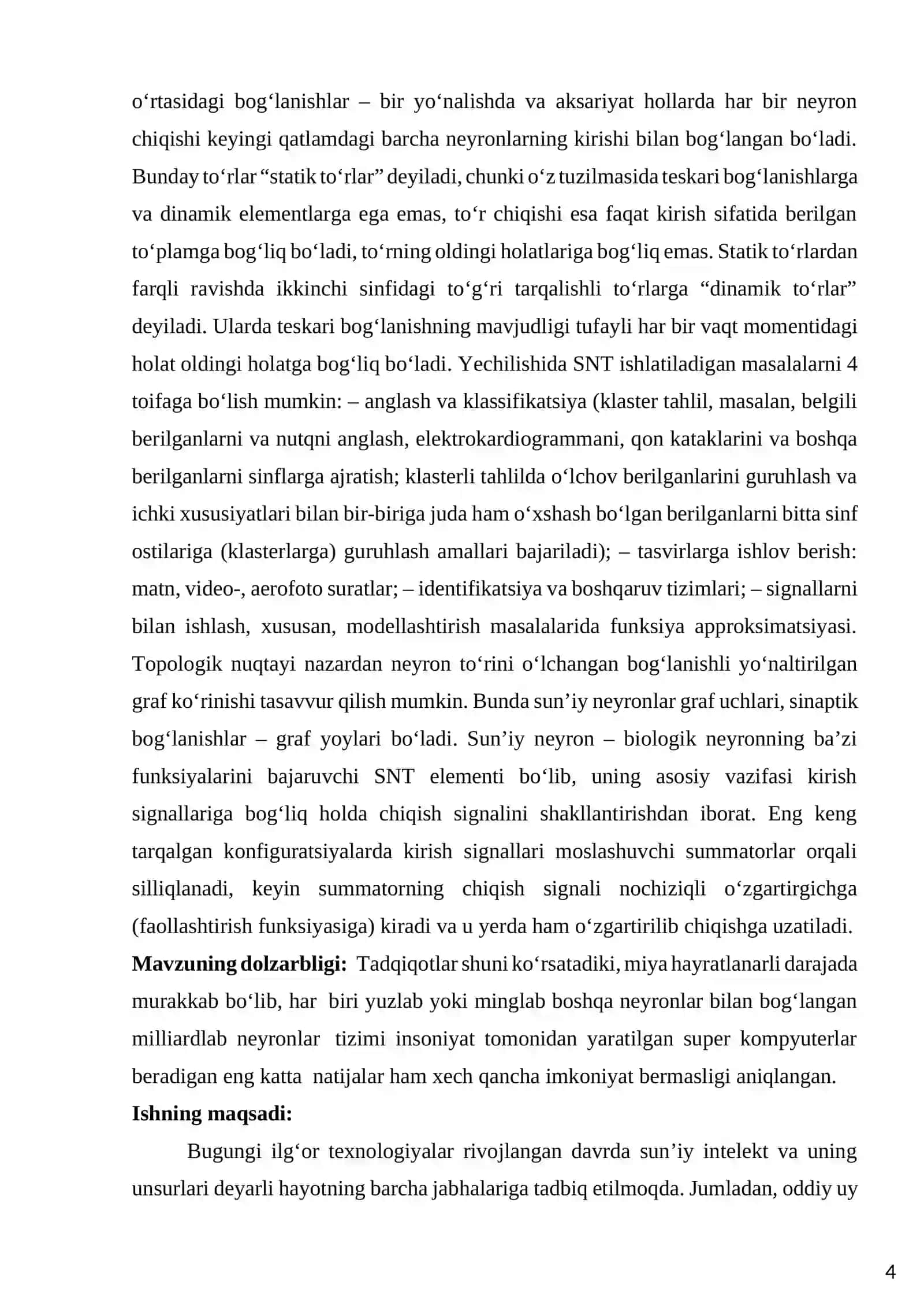 Sun`iy neyron to`rlari tushunchasi 4