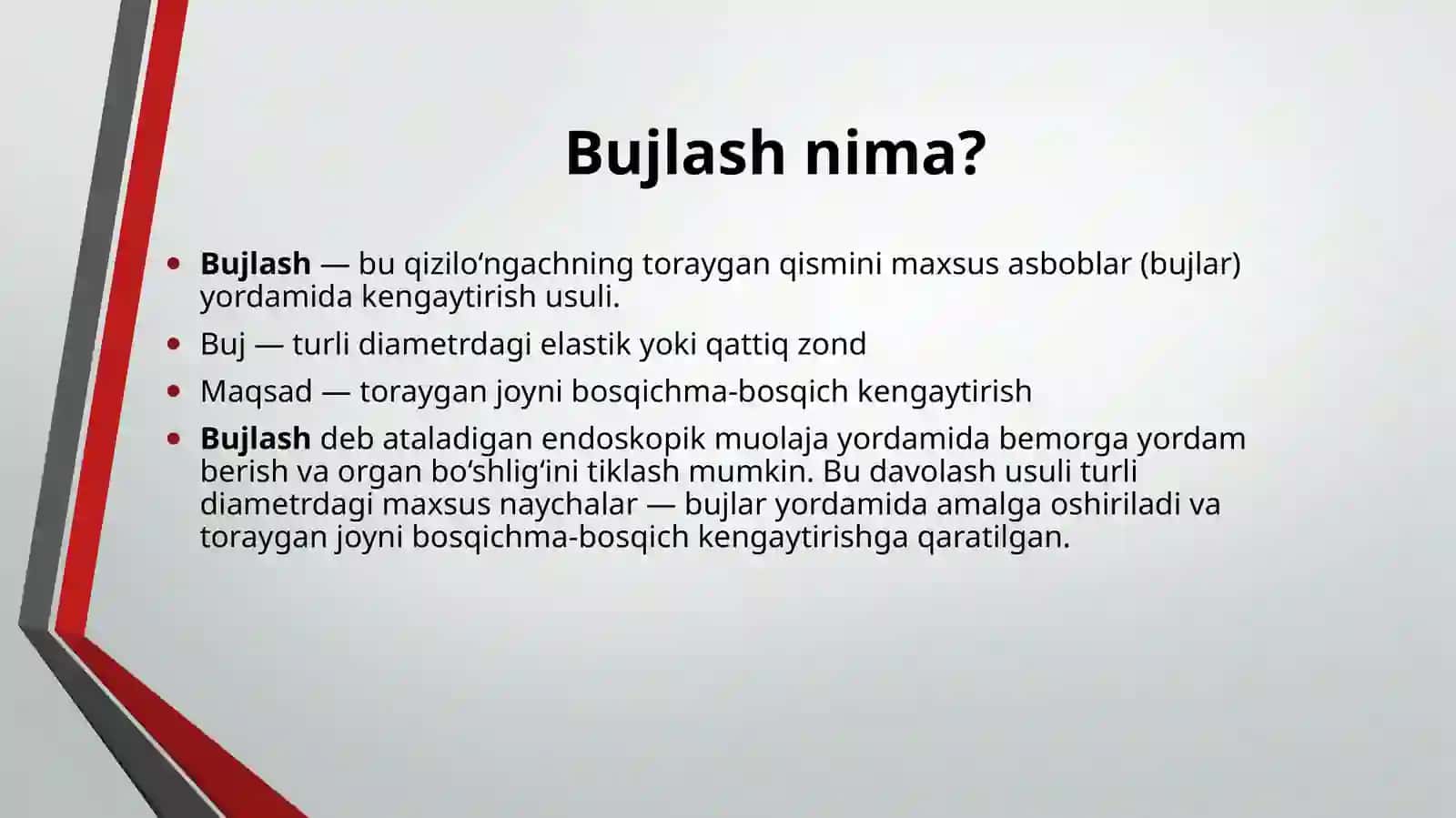 Qizilo’ngach kuyishlarida bujlash operatsiyalar 4