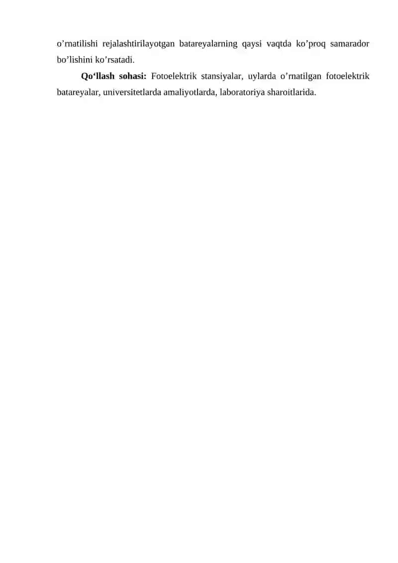 FOTOELEKTRIK BATAREYANING ISSIQLIK PARAMETRLARINI O’RGANISH 4