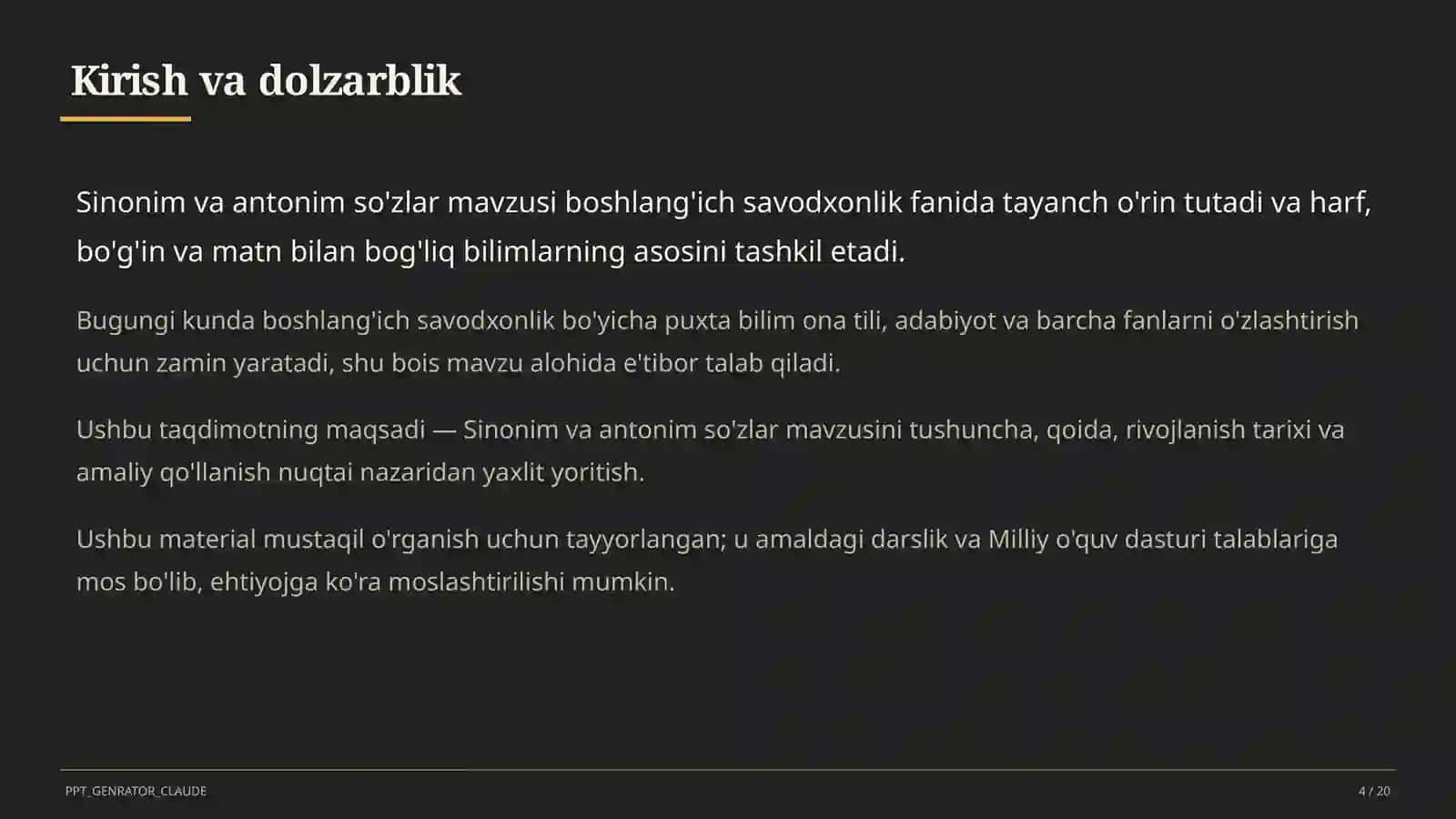 Sinonim va antonim so'zlar (3-sinf) 4
