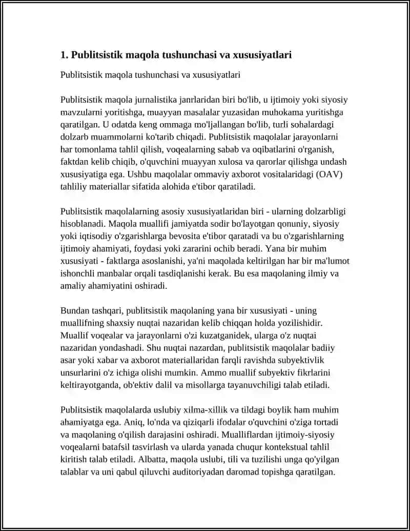 PUBLITSISTIK MAQOLA. PUBLITSISTIK MAQOLA TAYYORLASH 4