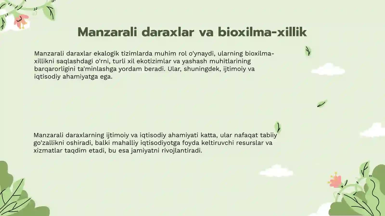 Ekalogiya va manzarali daraxlar 4