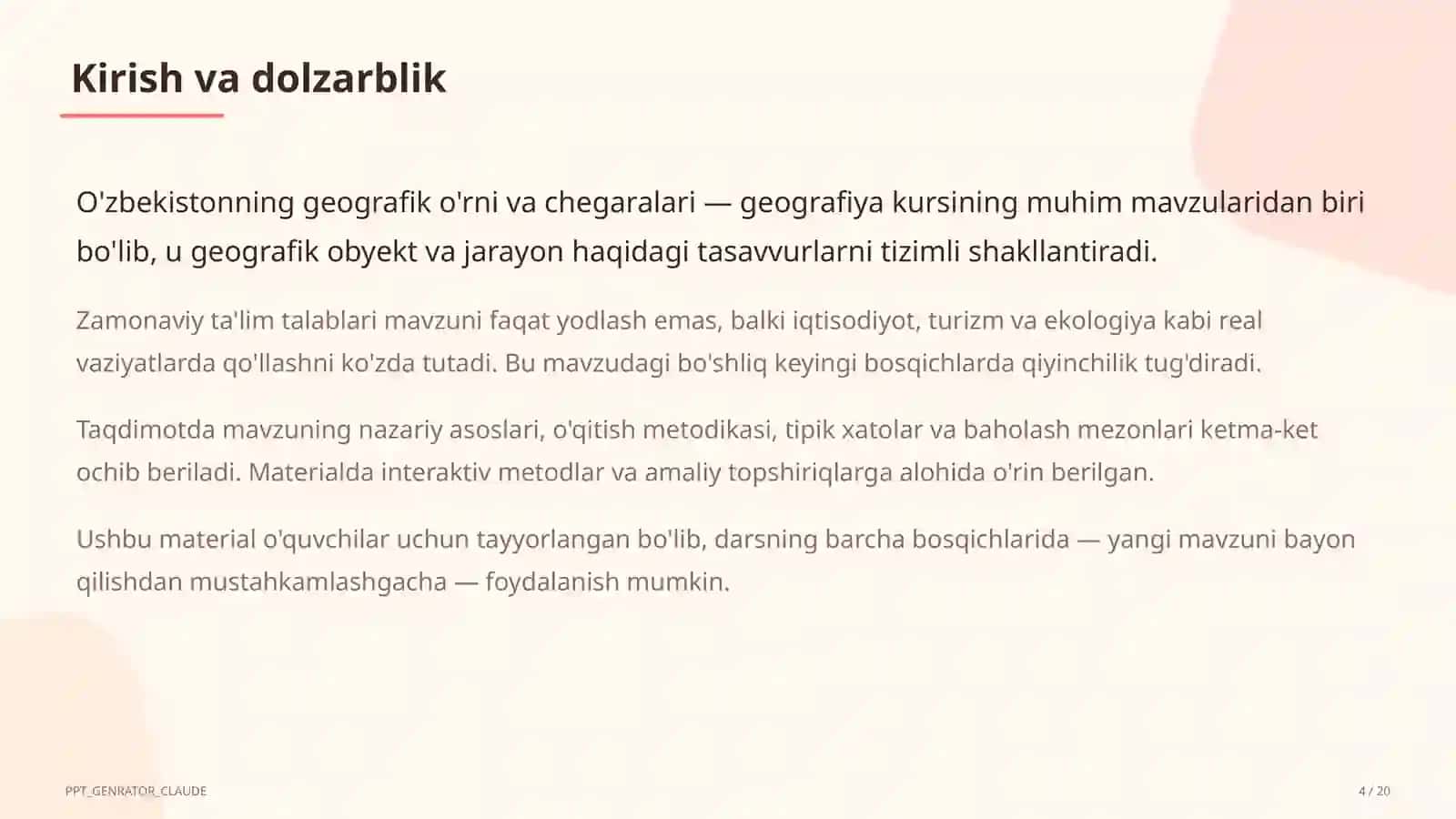 O'zbekistonning geografik o'rni va chegaralari (8-sinf) 4