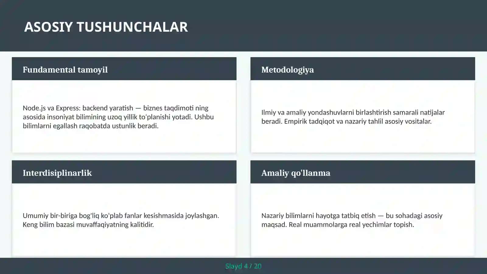 Node.js va Express: backend yaratish — biznes taqdimoti 4