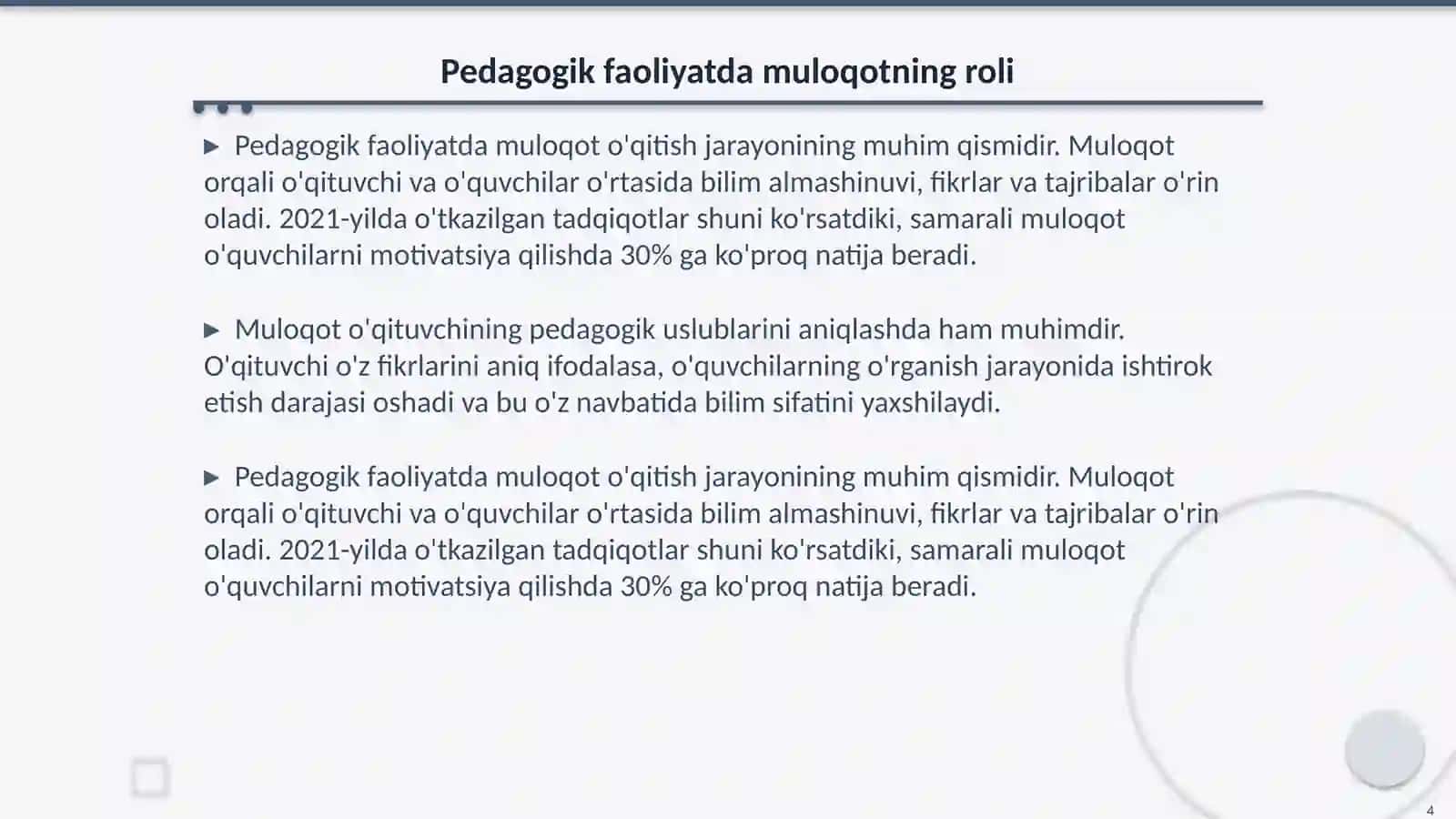 Pedagogik faoliyatda muloqot psixologiya 4