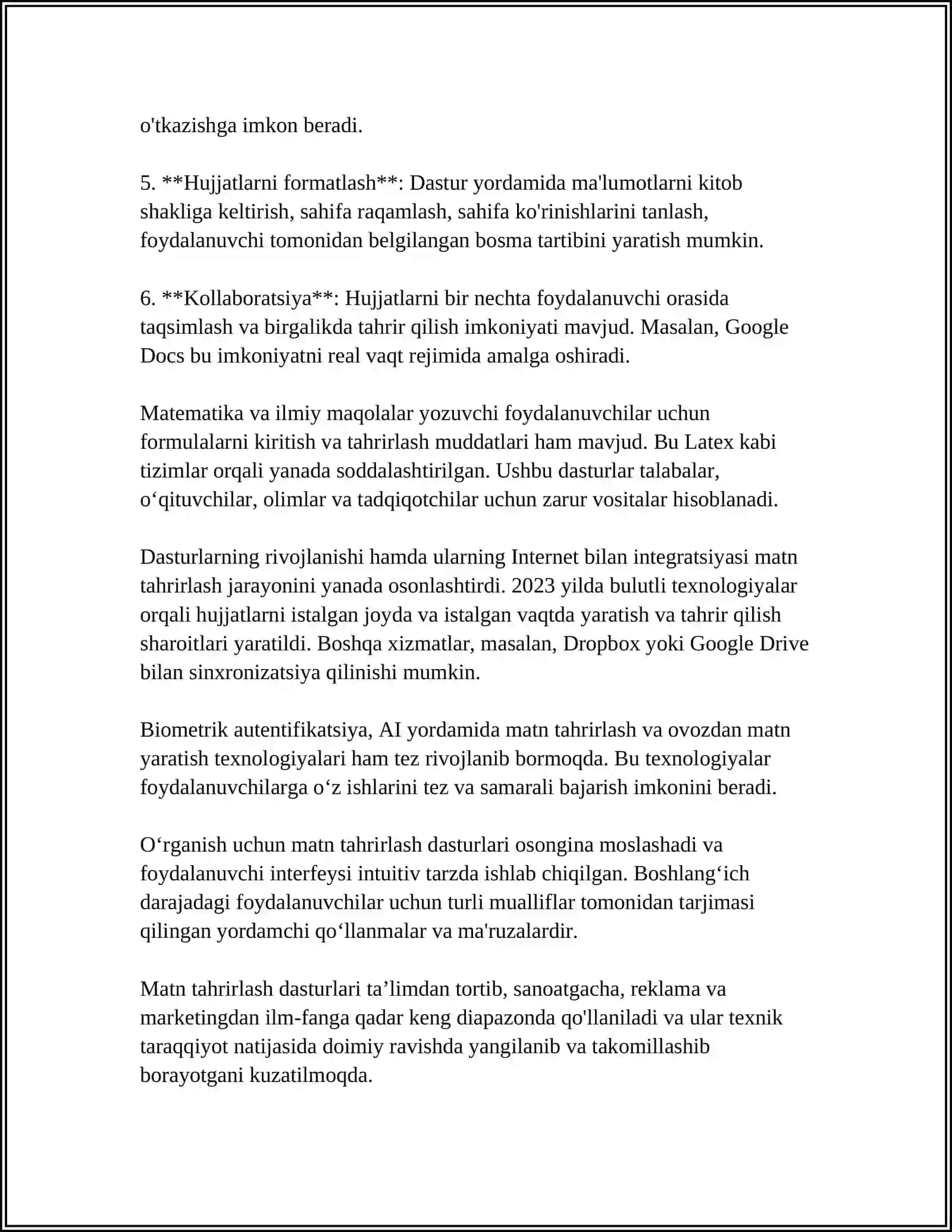 WORD MATIN TAXRIRLAGICHIDA HISOBLASH ISHLARINI BAJARISH 4