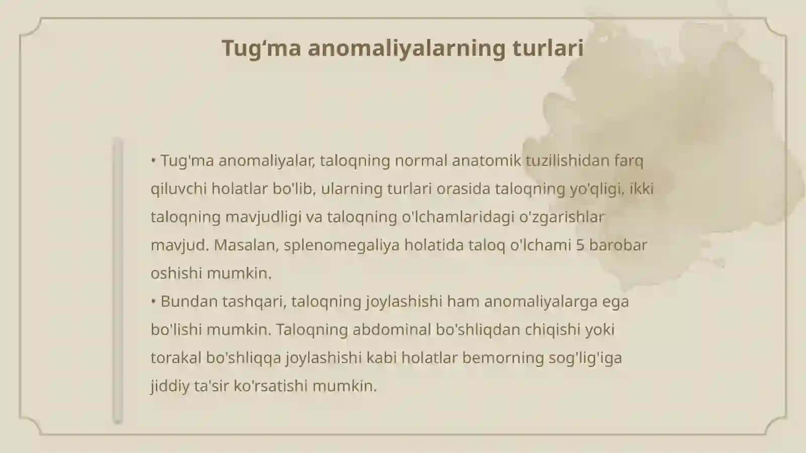 Taloqning tug‘ma anomaliyalari va o‘smalari 4
