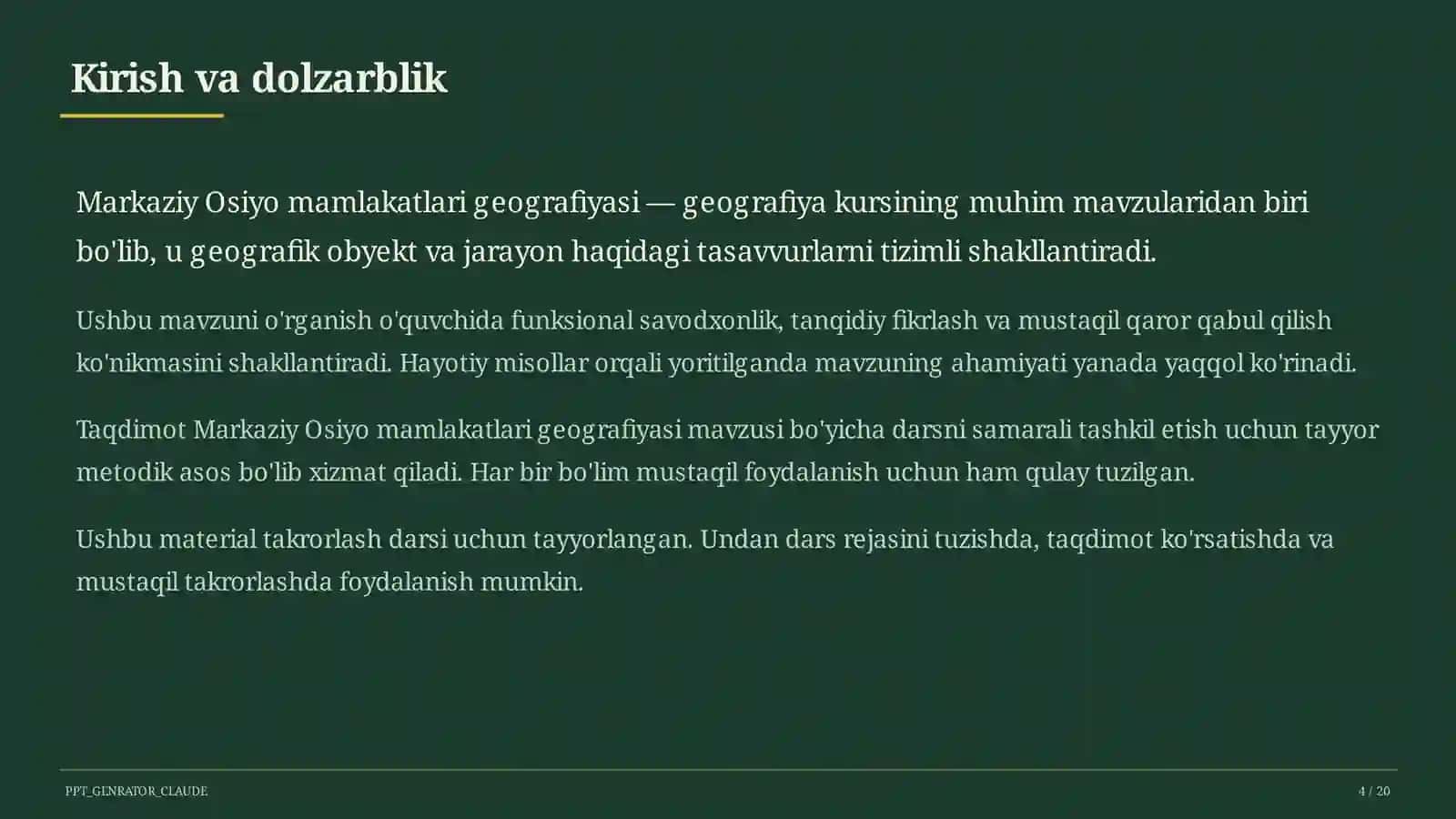 Markaziy Osiyo mamlakatlari geografiyasi (11-sinf) 4