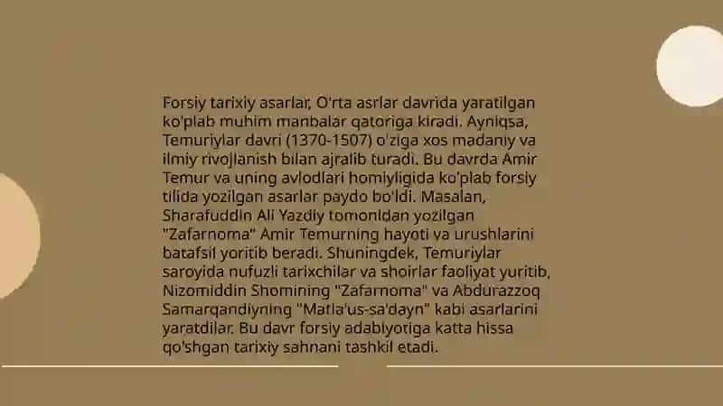 Temuriylar saltanati tarixiga oid forsiy tarixiy yozma manbalar 4