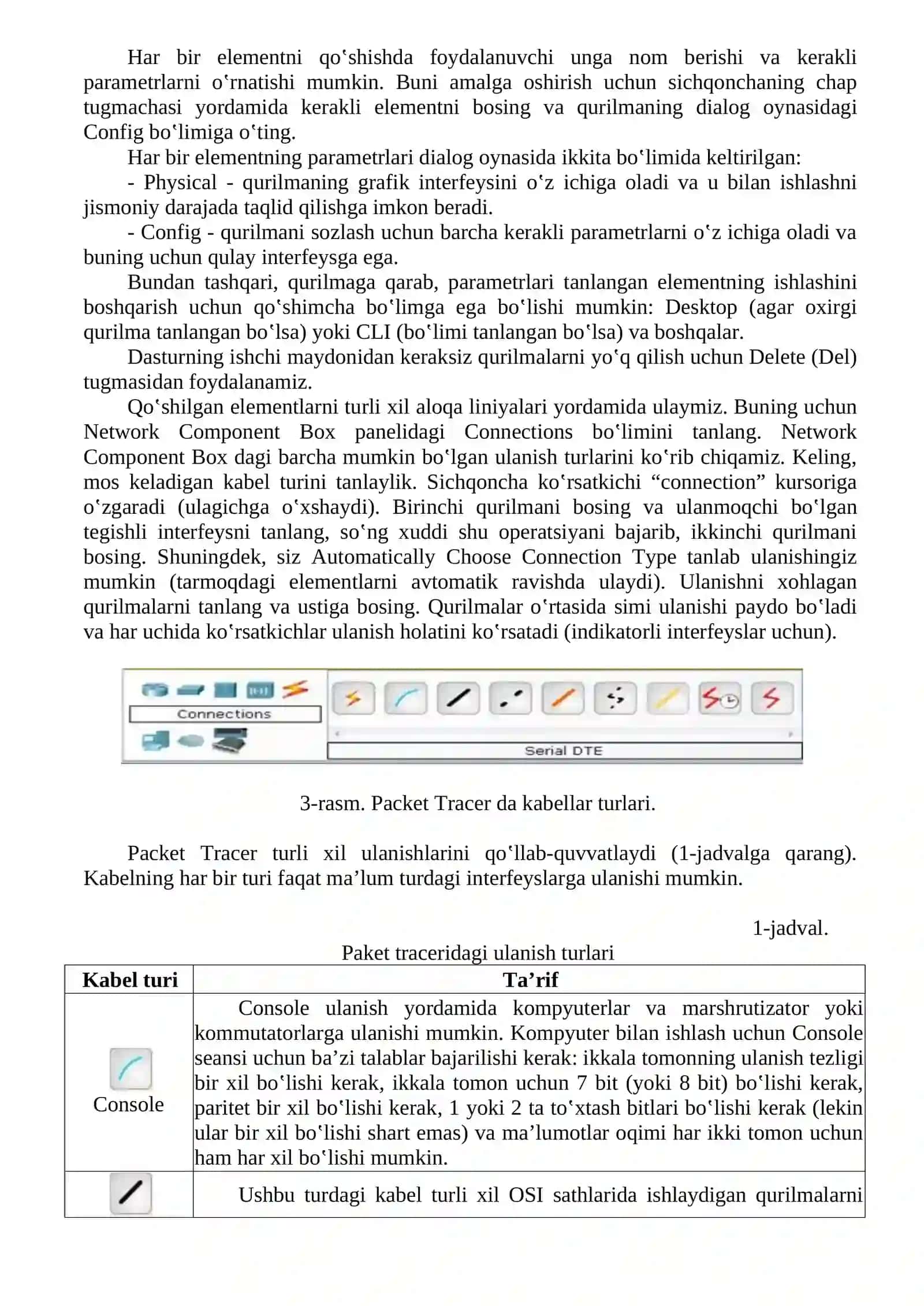 Cisco Packet Tracer dasturidagi internet ashyolari elementlari va ularning vazifalari bilan tanishish 4