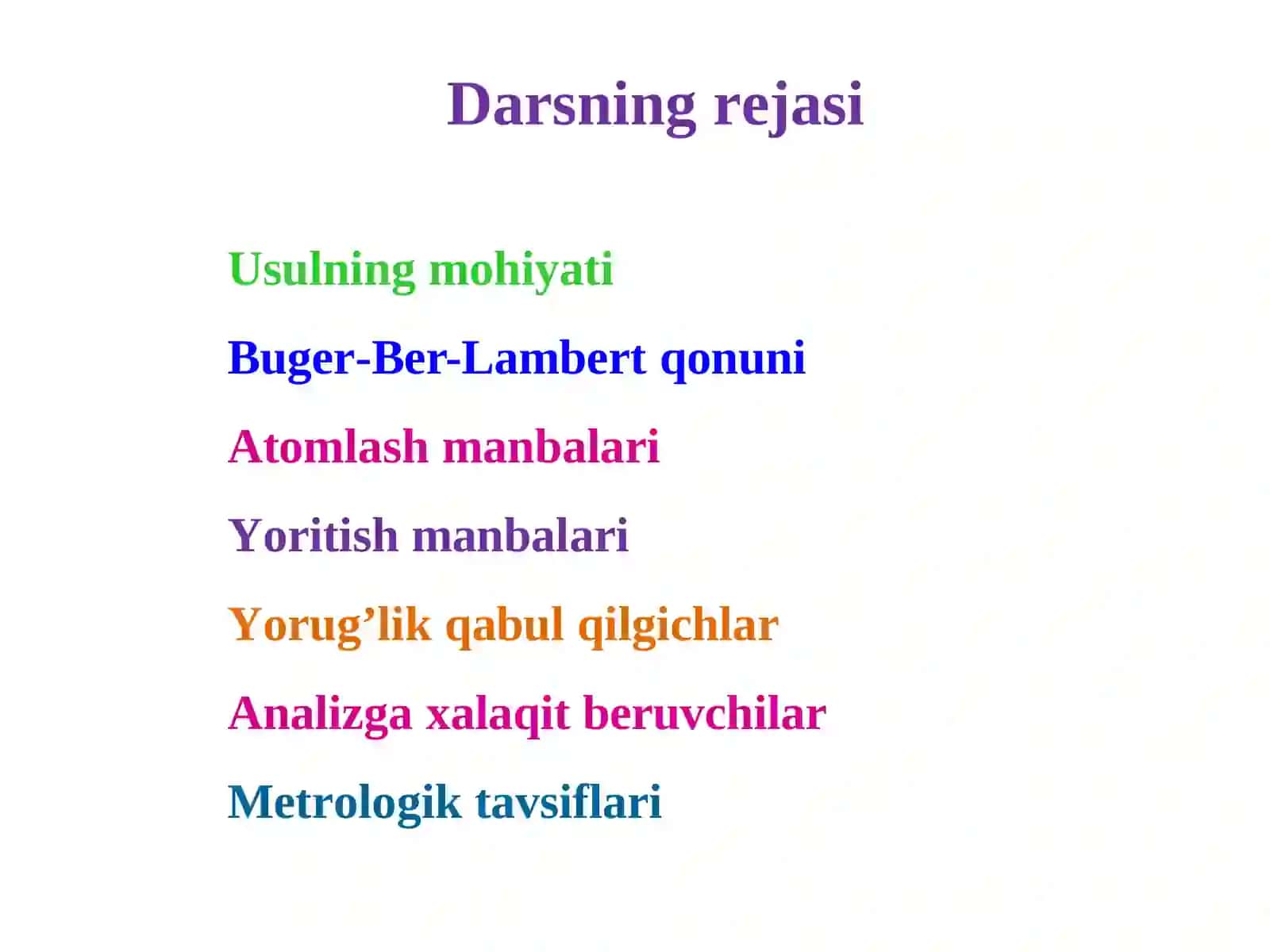 “ANALITIKKIMYO”FANIDAN MA’RUZALAR 4